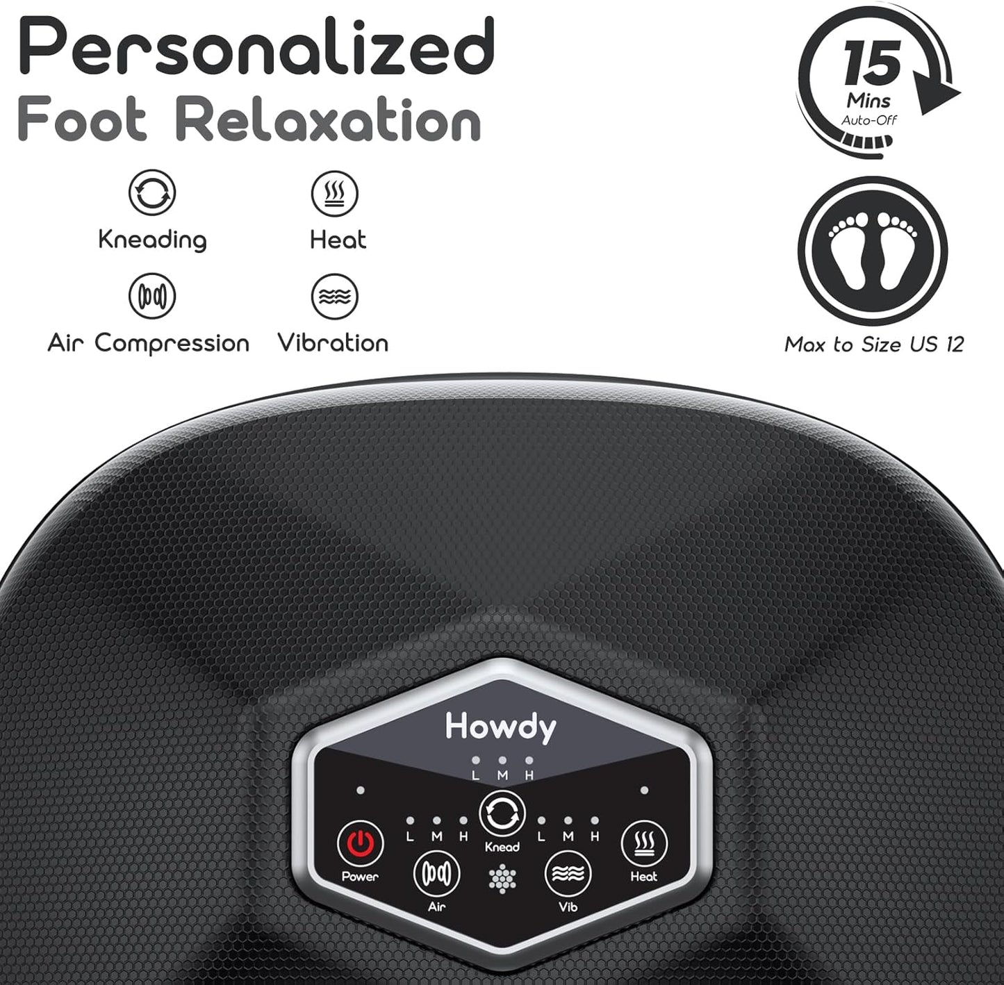 Howdy Heated Foot Massager Machine with Remote for Neuropathy, Shiatsu Feet Massager with Kneading&Compression for Plantar Fasciitis Pain Relief, 2026 Valentine's Day Gift for Her/Him
