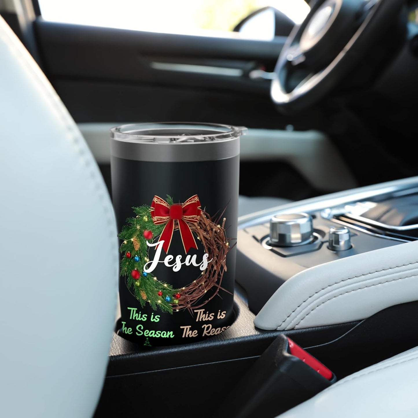 Jesus is the Reason for the Season Christian Xmas Wreath Stainless Steel Insulated Tumbler