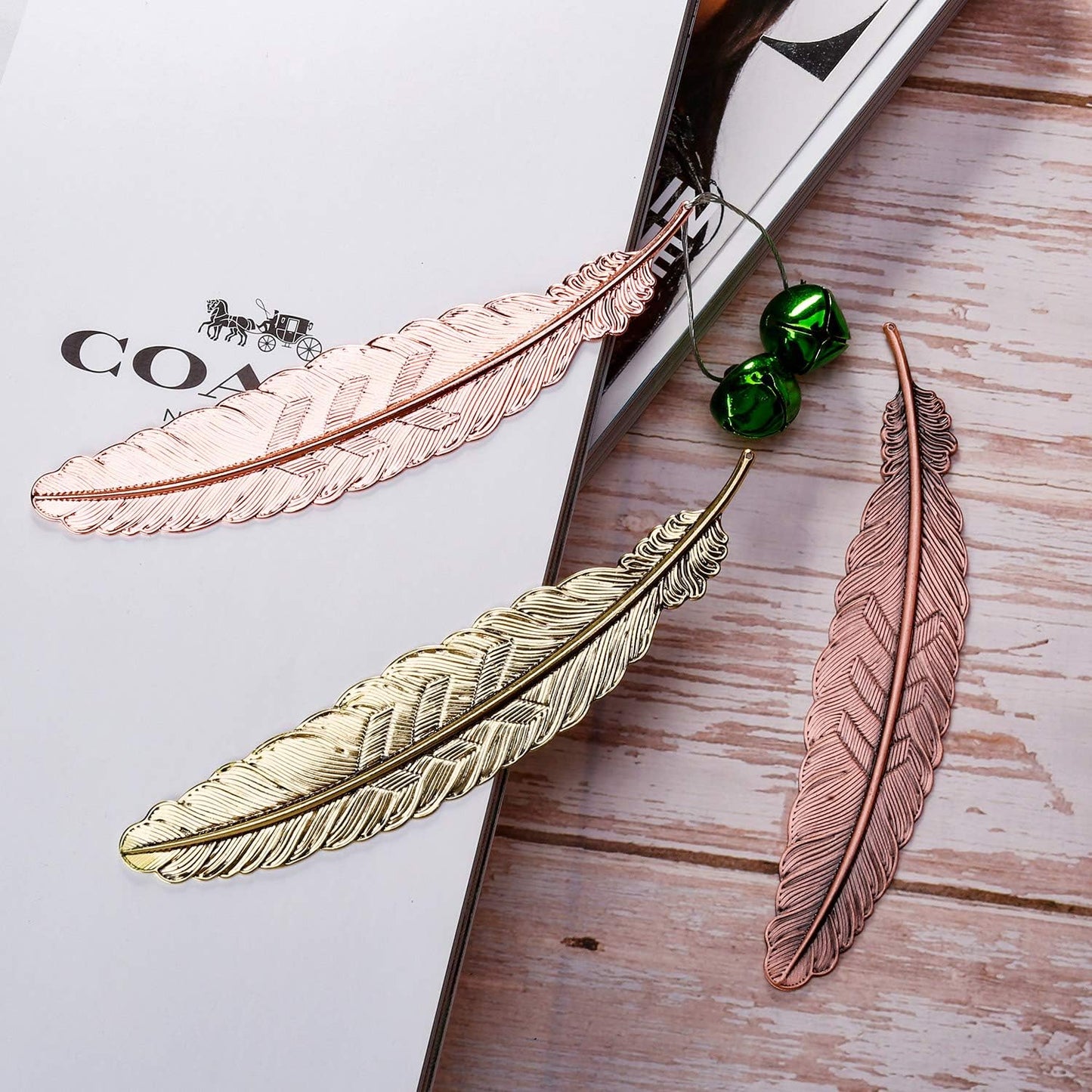 Tatuo 27 Pcs Metal Feather Bookmark Vintage Feather Shape Bookmark Colorful Feathers Metal Book Marker for Readers Book Lovers(Classic Styles)