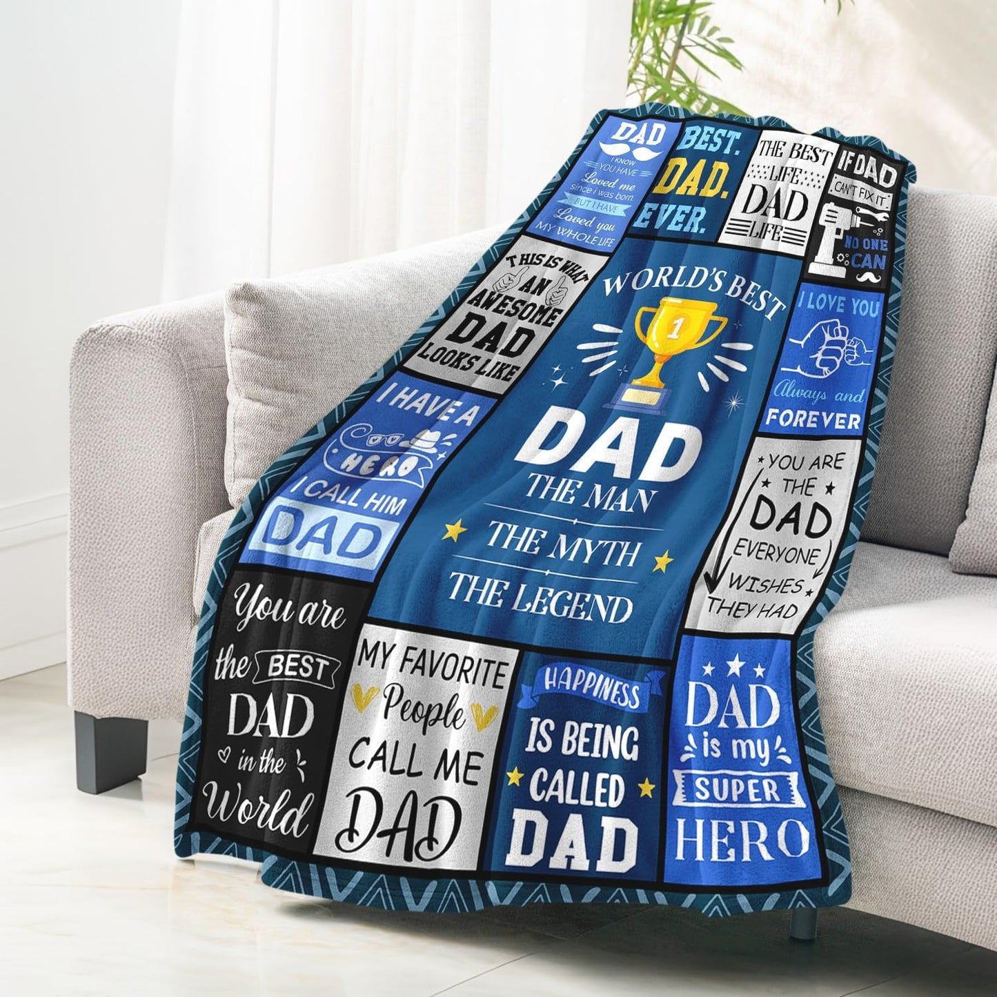Dads Birthday Gifts Ideas - Dads Gifts from Daughter Son - Fathers Day Christmas Valentines Day Birthday Presents for Dad - Presents for Father Who Wants Nothing - Best Dad Ever Blanket 50"x60"