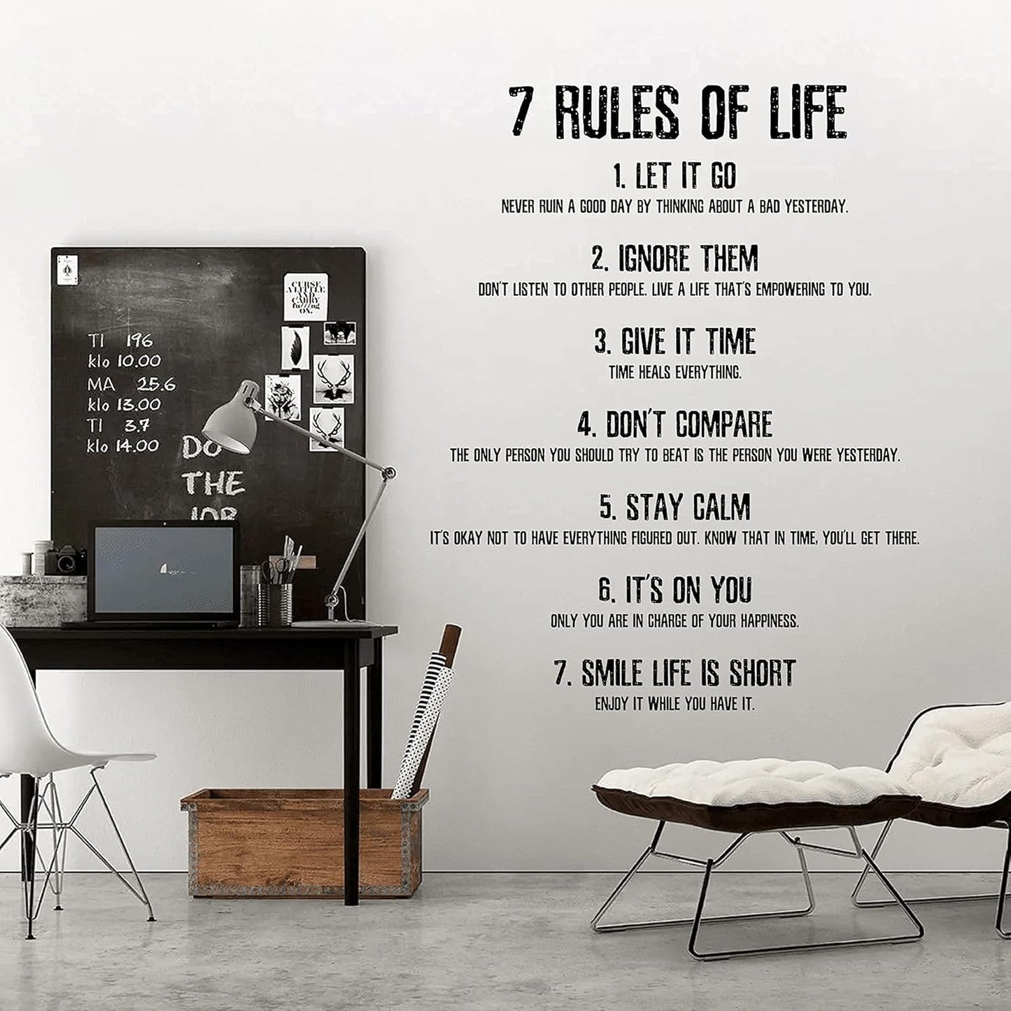 Inspirational Quotes Large Removable Motivational Vinyl Wall Stickers 7 Rules of Life Positive Word Sayings Spiritual Decor for Office Living Room Classroom Bathroom