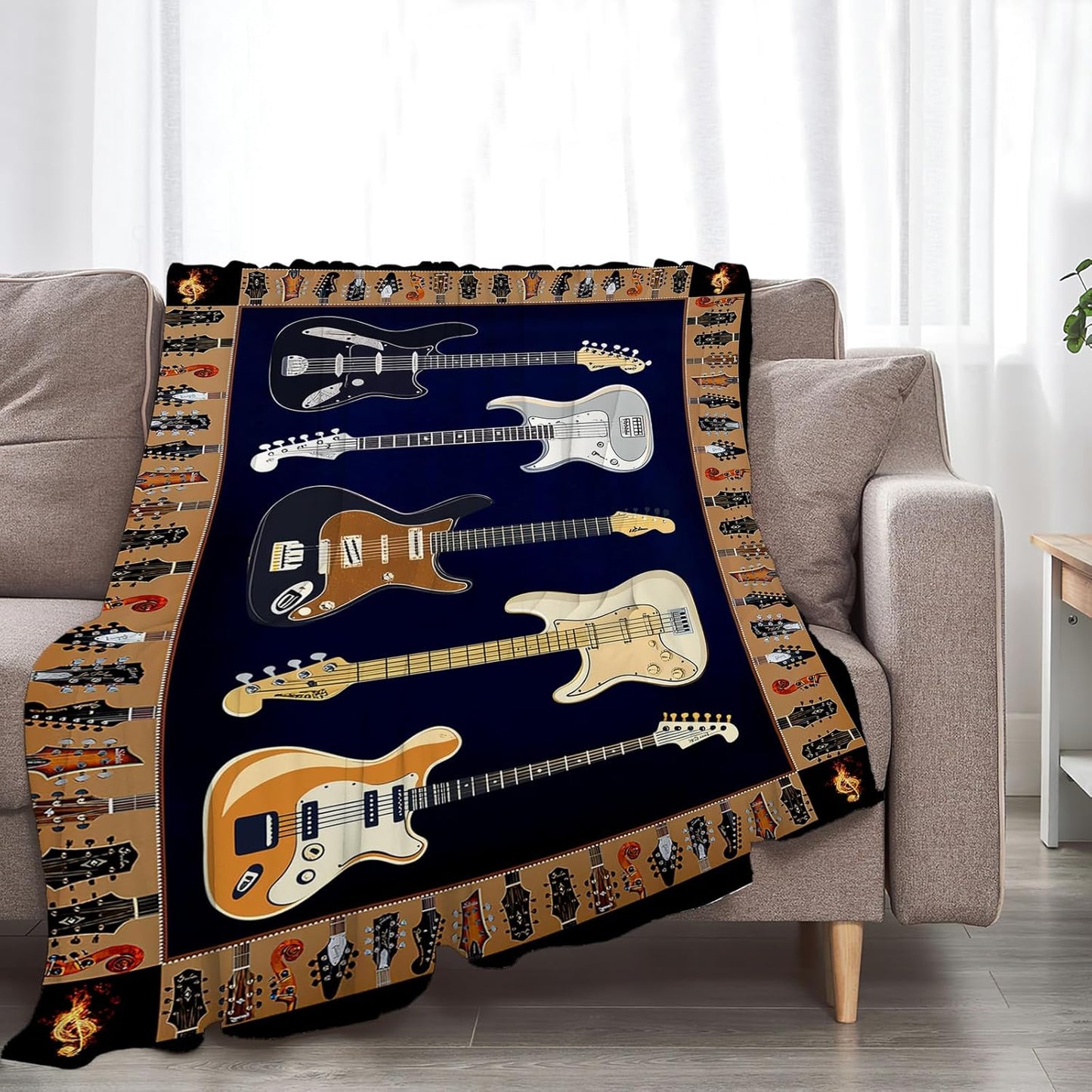 Cool Guitar Blanket Super Soft Warm Fluffy Flannel Music Throw Blanket Cozy Fuzzy Plush Bedding Blanket Gift for Boys Girls Teens Adults Couch Sofa 50"x40"