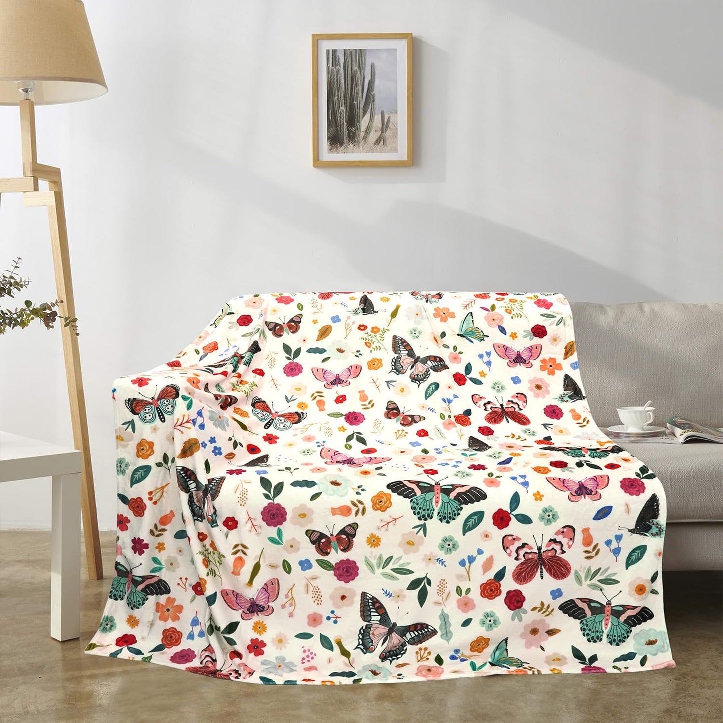 Butterfly Flannel Soft Warm Cozy Blanket for Sofa and Chair 50x60inch,Butterfly Decor Stuff Accessories