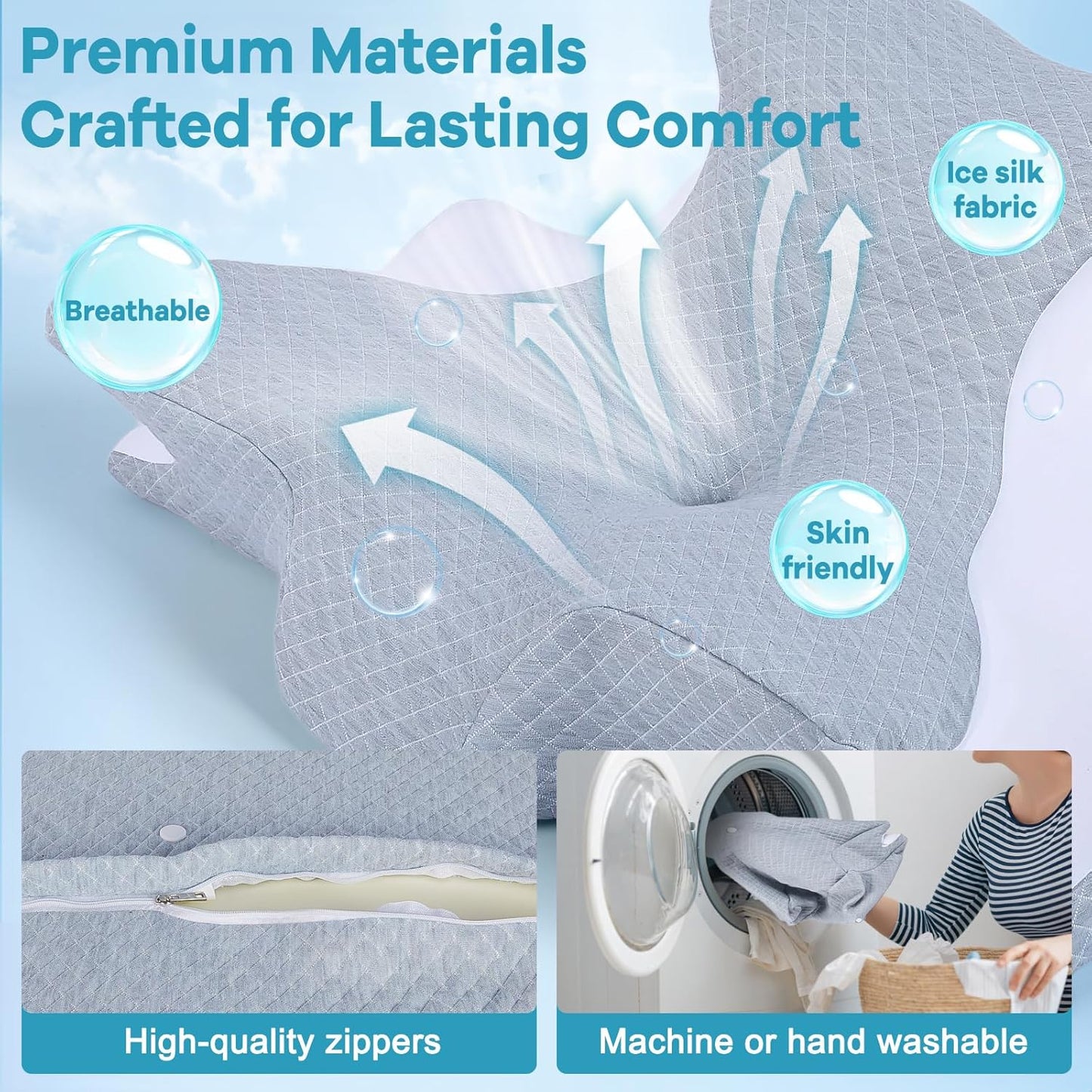 Reading Pillow for Bed, Ergonomic Memory Foam Wedge Pillow for Reading, Lounging & Prone Use, Neck/Back/Chin Support for Sofa, Floor or Bed, Removable Breathable Cover, Grey