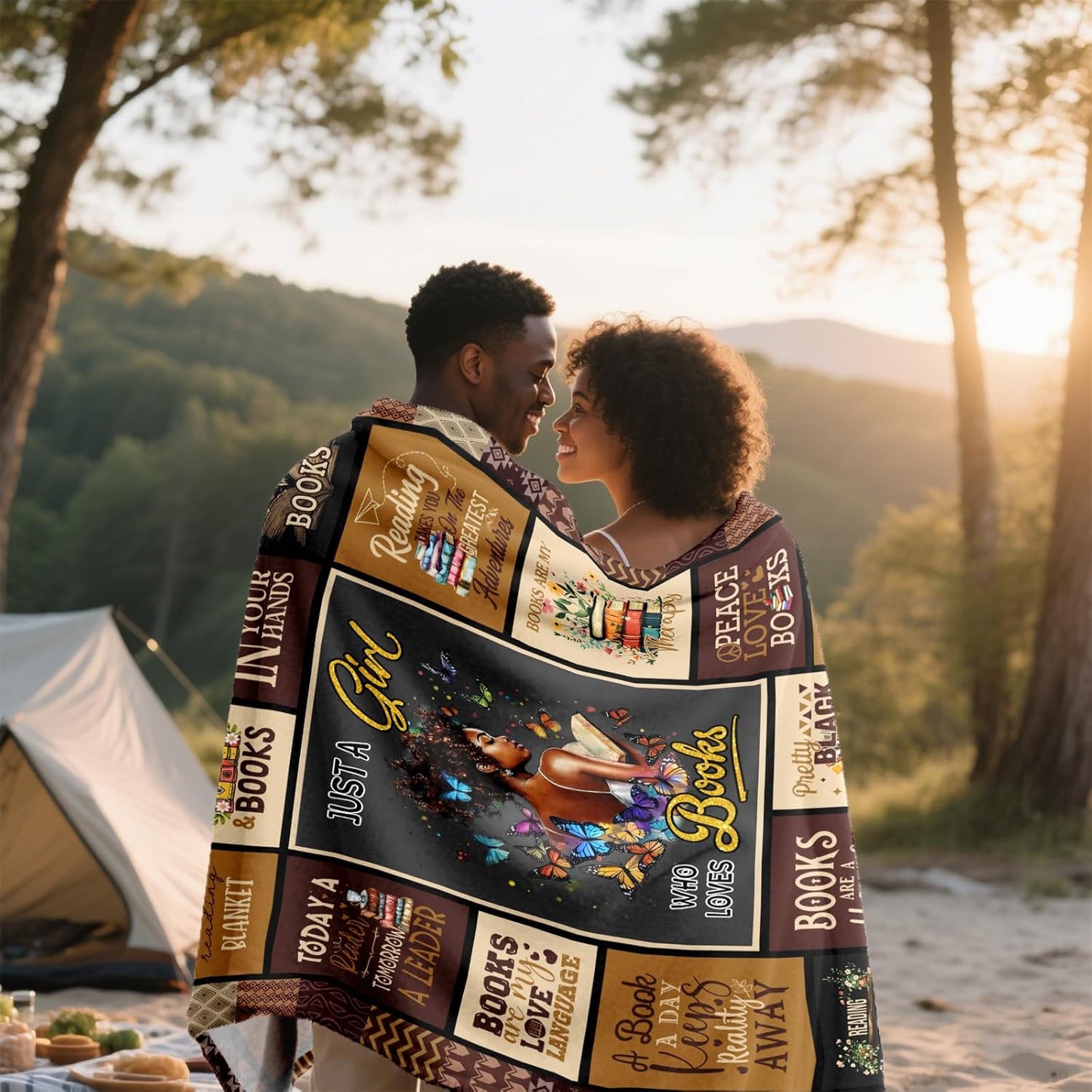 ACBEAT African American Black Girl Book Lovers Gifts Blanket 60"x50", Gifts for Book Lovers Women, Reader Blanket, Librarian Reading Gifts, Books Club/Bookworm/Bookish Birthday Christmas Blankets