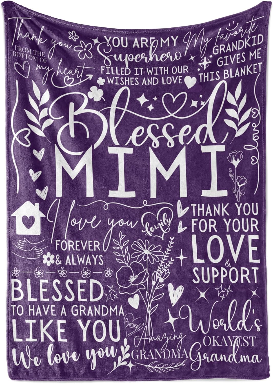 Mimi Gifts for Grandma on Mothers Day, Soft Flannel Blanket, 65 x 50 inches