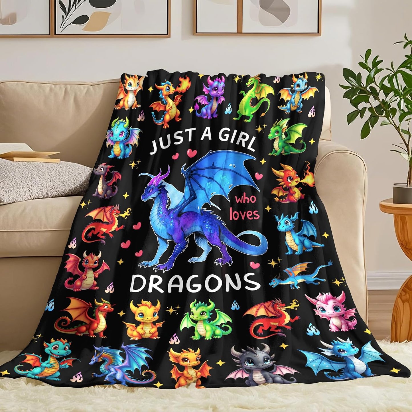 Dragon Blanket Ultra Soft Flannel Dragon Throw Blanket Dragons Birthday Bedding Decor Gifts for Kids Girls Boys Adults 50" x 40"