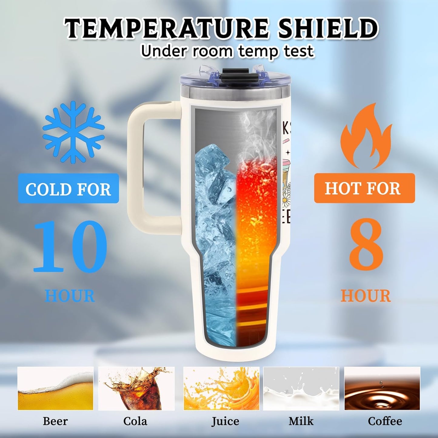 Book Lovers Gifts 40oz Tumbler with Handle and Straw, Books Tumbler for Friend, Bookish Gifts for Women Readers, Reading Accessories Stainless Steel Travel Mug 1 Pcs