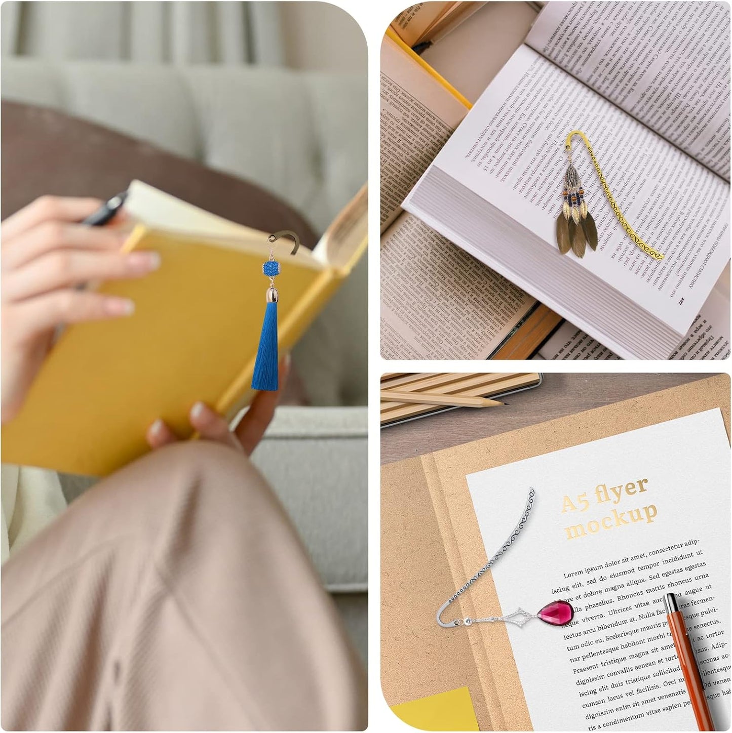 60pcs Retro Metal Bookmark Beading Vintage Bookmark Student Gifts
