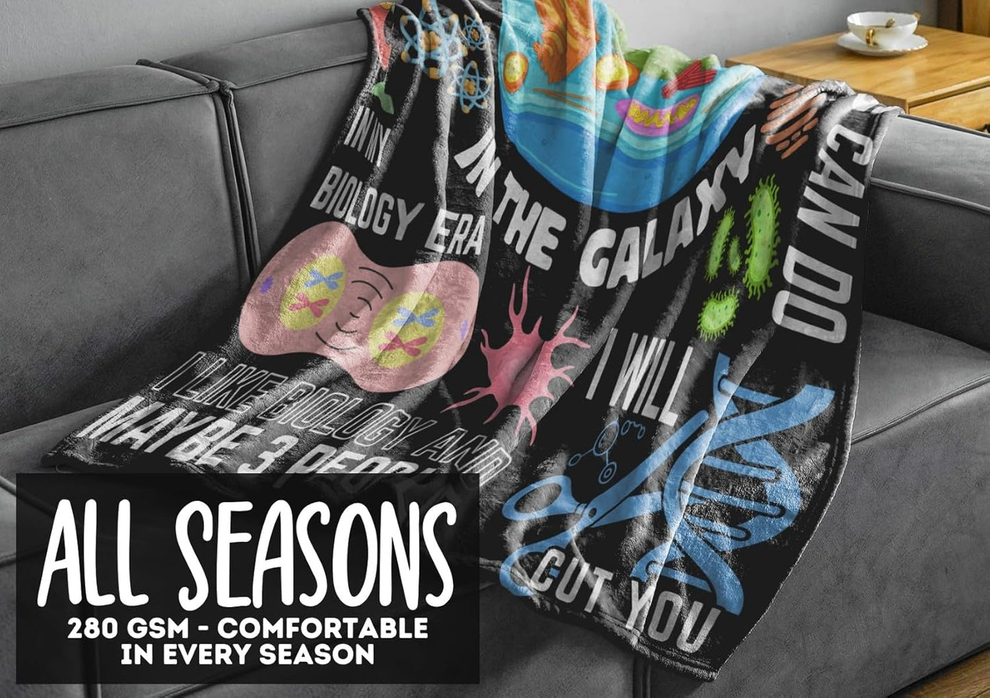 Biology Gifts for Men Women, Biology Teacher Blanket Soft Flannel Blanket, 65 x 50 inches