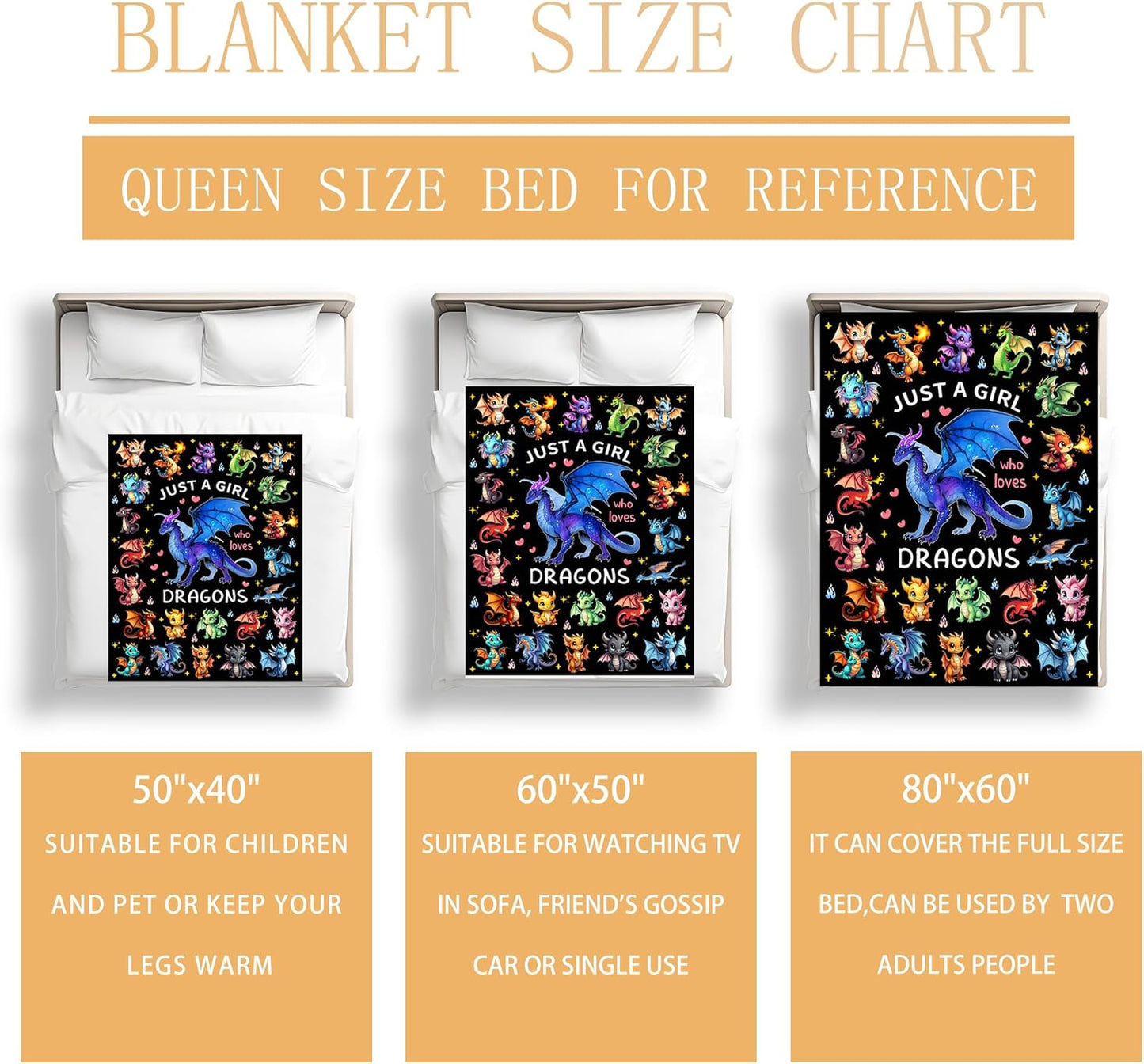 Dragon Blanket Ultra Soft Flannel Dragon Throw Blanket Dragons Birthday Bedding Decor Gifts for Kids Girls Boys Adults 50" x 40"