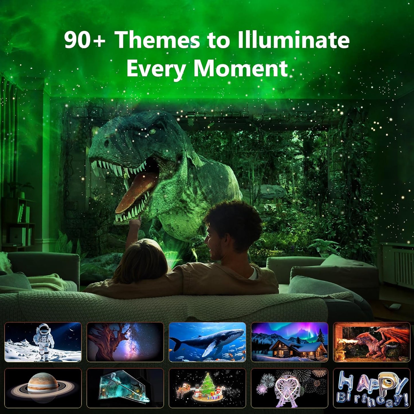 Brizled Galaxy Projector Pro, 4K Glasses-Free 3D Holographic Projector with 90+ Dynamic Themes, Star Light with Stereo Bluetooth Speaker, Remote Nebula Night Light for Room Halloween Christmas Decor