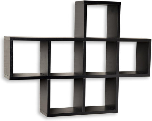Danya B. Decorative Shelf - Wall Mount or Free-Standing - Square Cubbies Shelving Unit (Black)