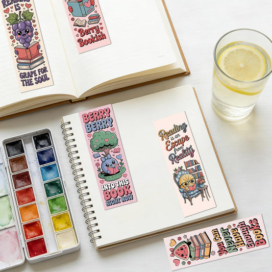 Funny Bookish Bookmarks for Kids, 150 Pcs Fun Fruits Bulk Paper Bookmark Reading Accessories for Women, Cute Watermelon Pineapple Strawberry Bulk Book Marks Gift for Kid Students Book Lovers