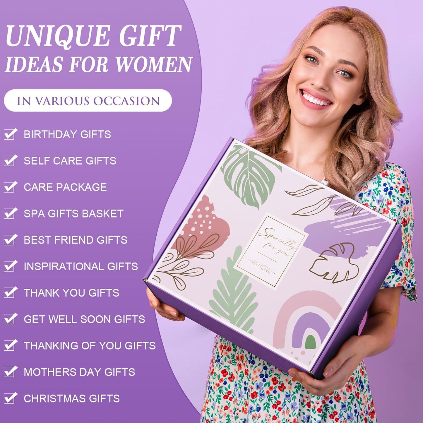 Birthday Gifts for Women Friendship, Self Care Gifts Inspirational Get Well Soon Gifts Basket, Relaxing Spa Gifts Care Package w/ Blanket, Mothers Day Christmas Gifts for Mom Her Women Friend Sister