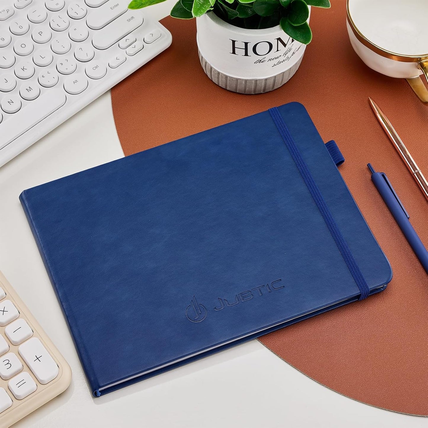 JUBTIC Accounting Ledger Book Horizontal - Expense Tracker Notebook & Columnar Journal, Financial Ledger Books for Small Business & Personal Bookkeeping(7”x10”,Navy Blue)