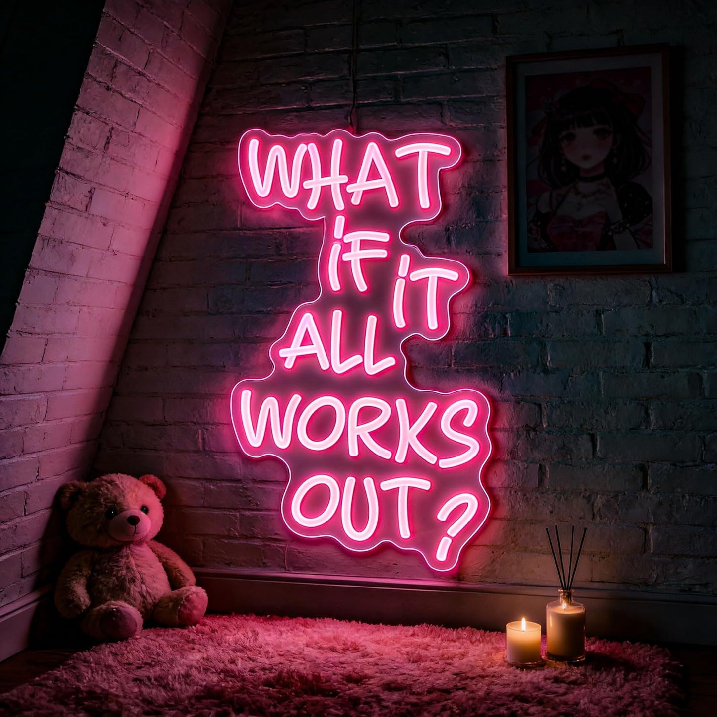 What If It All Works Out Neon Sign Led Neon Lights Neon Signs for Wall Decor Light Up Sign for Birthday Party Club Gift