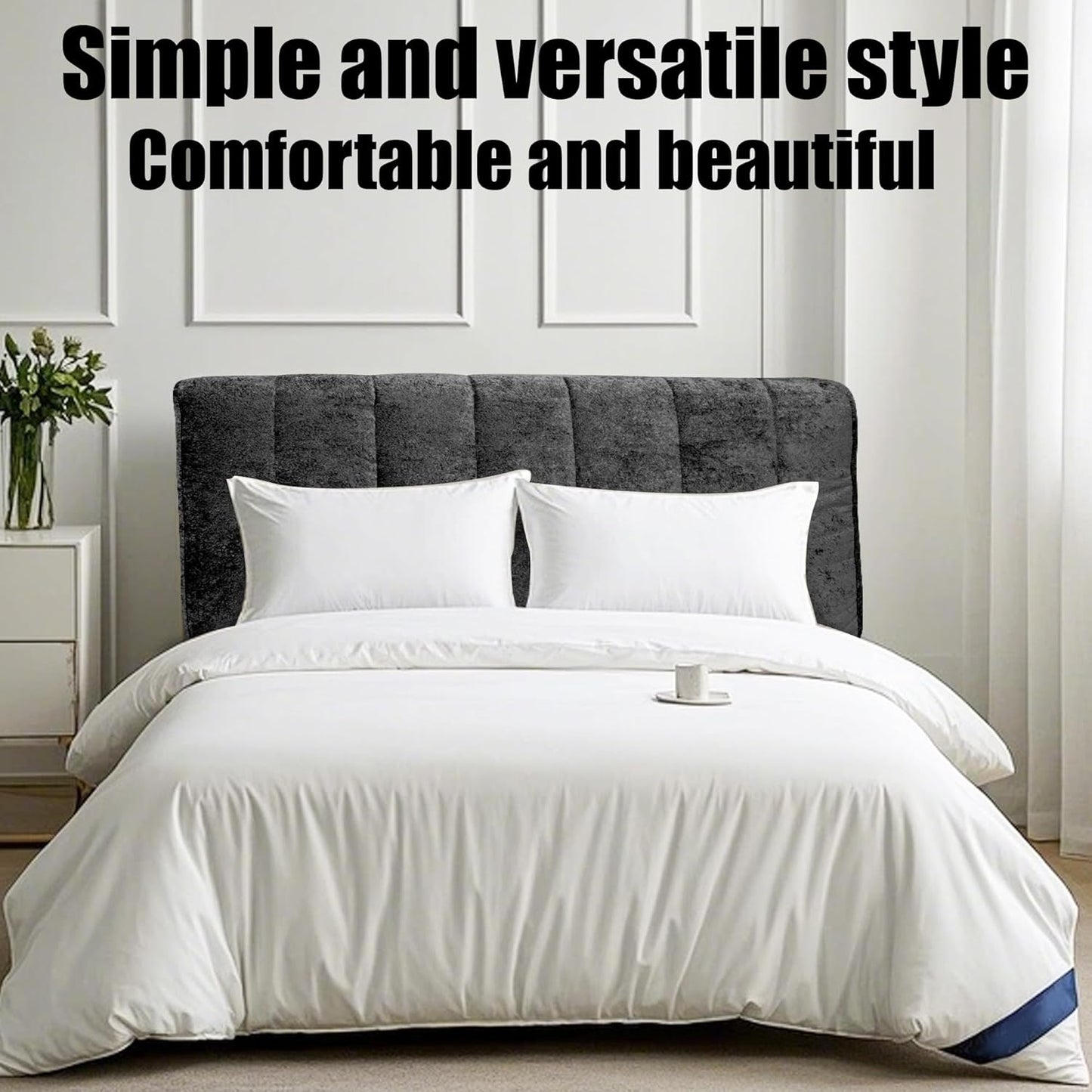 QQP Headboard Pillow for Bed, Full Wedge Backrest Cushion, Upholstered Wall Mounted Support for Reading, Lumbar Support for Dorm Bed, Daybed, Couch, Decorative Panel, Black