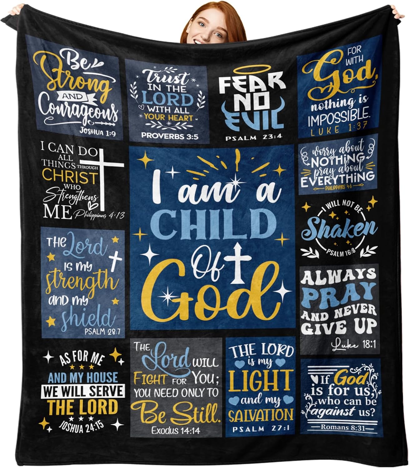 Christian Gifts for Men Flannel Throw Blanket, Religious Inspirational I Am a Child of God Birthday Christmas Faith Gift Ideas, Bible Verse Soft Blankets Present for Boys Son Brother Dad 50"x60"