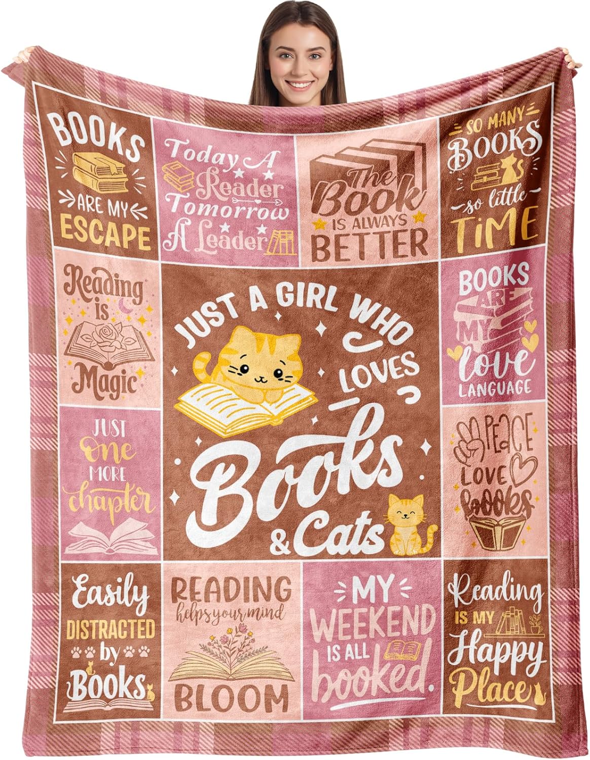 Valentines Day Book Lover Gifts, Bookish Gift for Women, Book Club Blanket for BookLovers Women, Reading Presents for Readers/Librarian/Bookworm/Books Nerd, Literary Throw Blanket 60"X50"