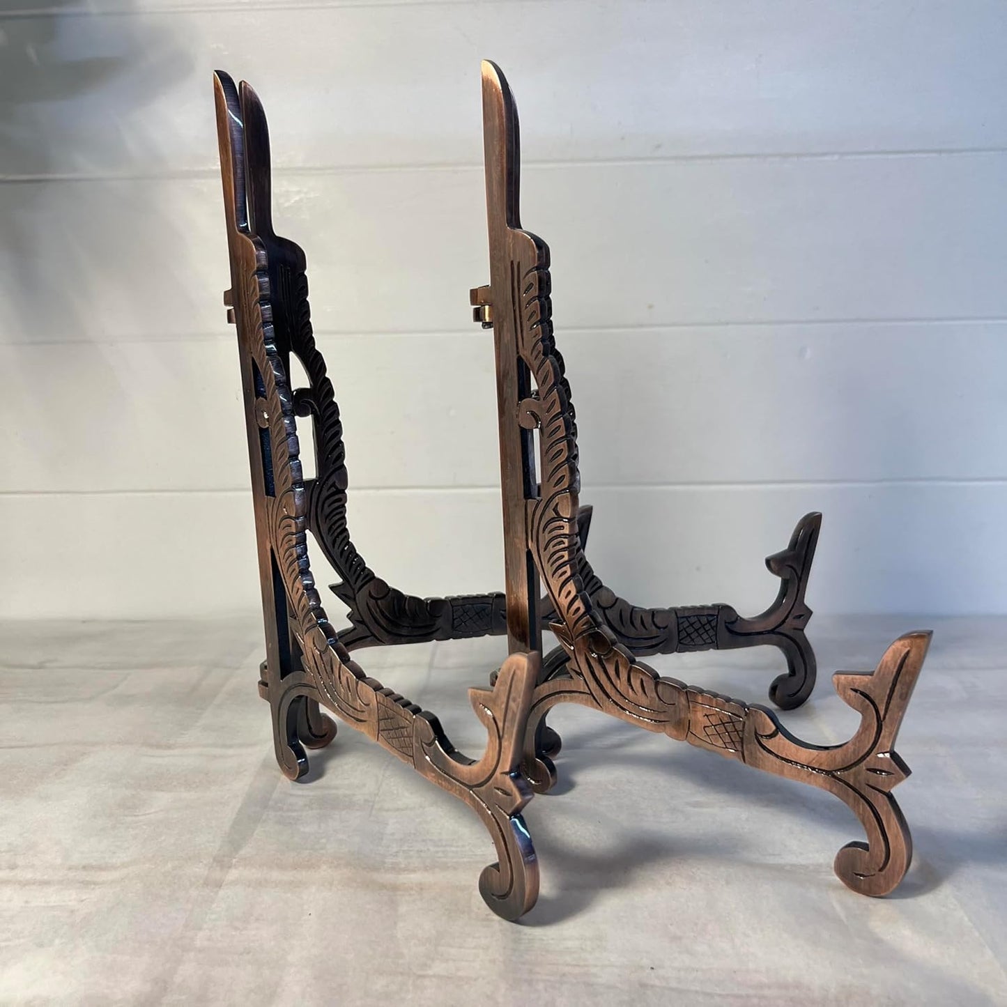 Thorness Pair of Large 10 inch Metal Easel Antique Copper Finish | Plate holder | Display stand | Metal Frame Holders for Photo Pictures Decorative Plate Dish | 25cm (H) x 15cm (Deep)