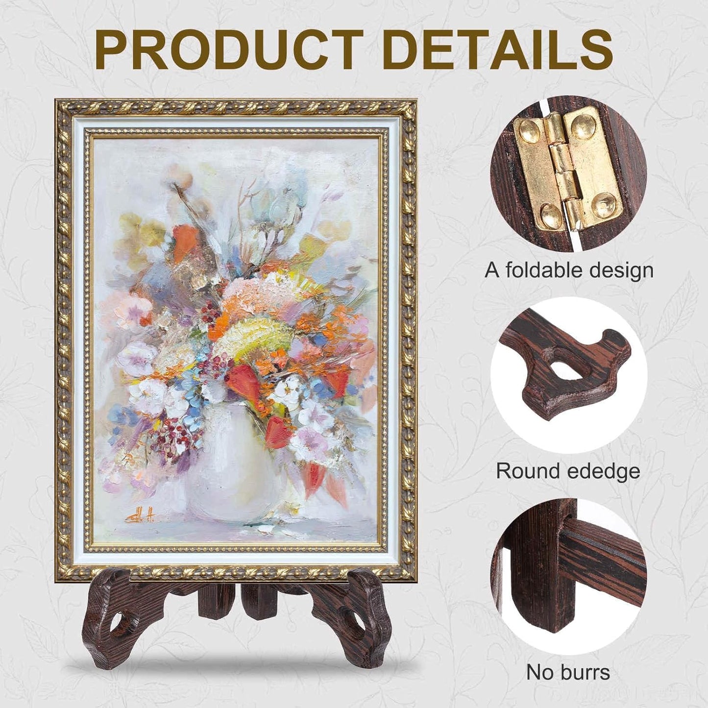 MECCANIXITY 2Pcs Wooden Easel Plate Holder, 3" Small Natural Wood Easels Folding Table Display Stand for Decorative Picture Frame Book Artwork Desktop Ornaments