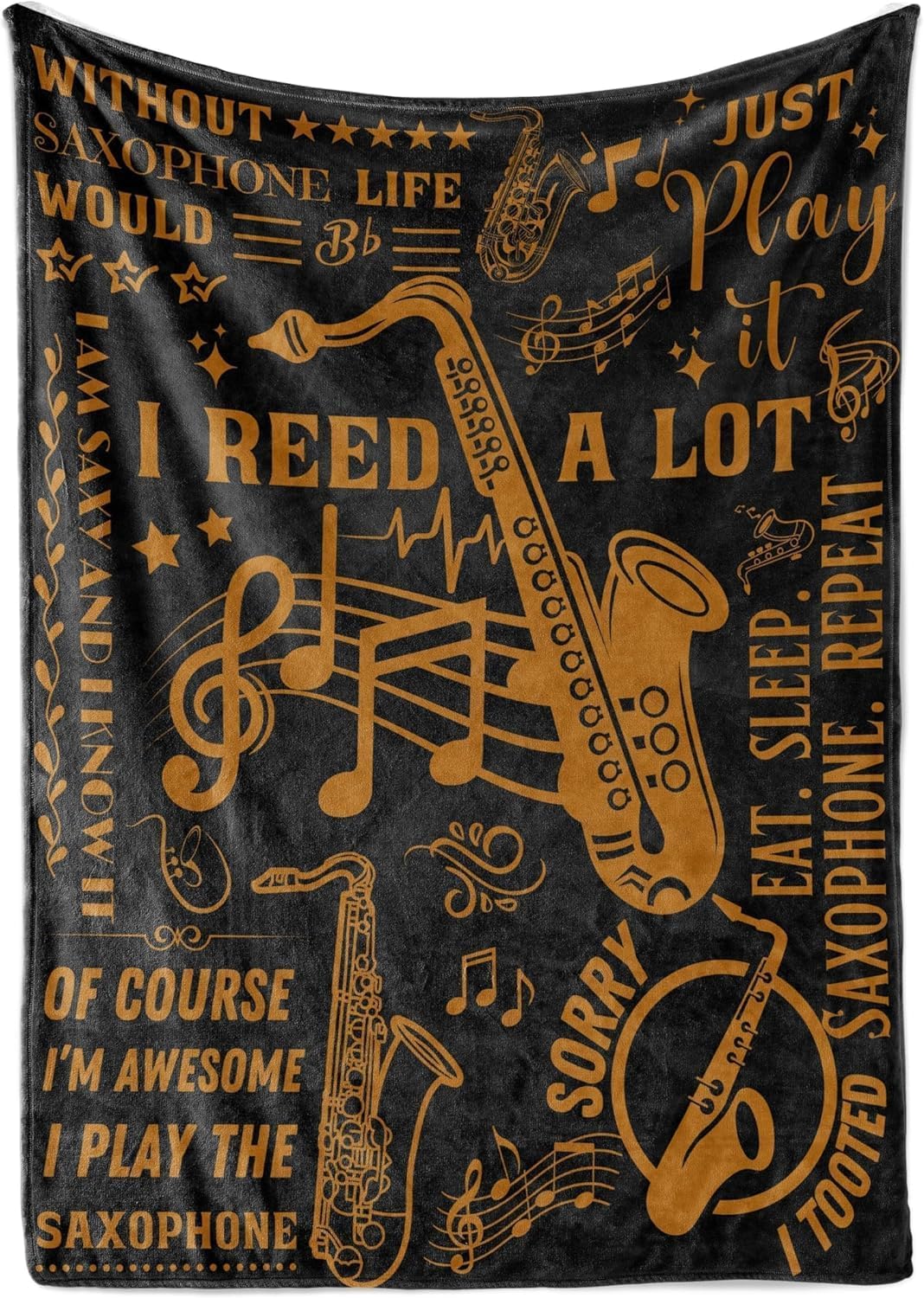 Saxophone Gifts, Bed Flannel Plush Throw Blankets, Jazz Gifts for Jazz Lovers on Birthday, Christmas, 50"x 65"