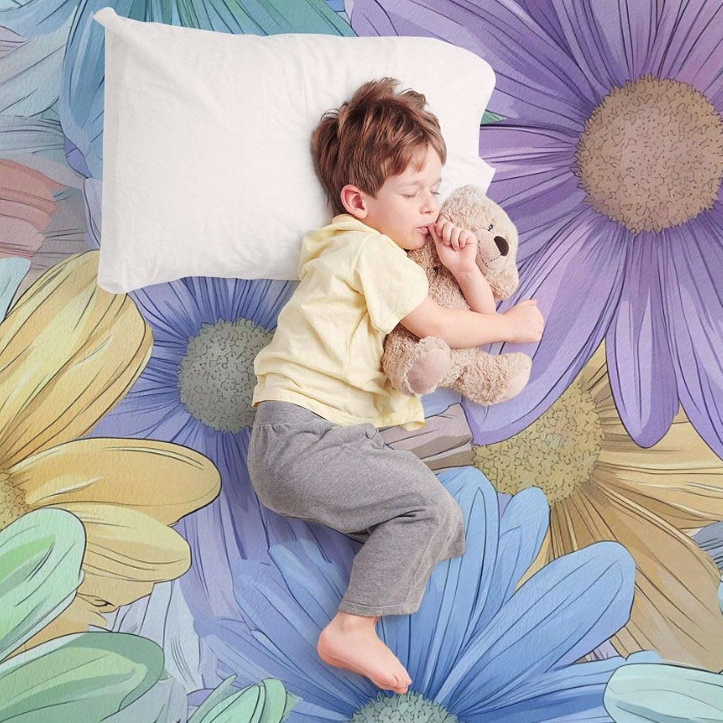 Boho Flower Throw Blanket for Couch Bed Plush Cozy Fuzzy Flannel Blanket for All Season 55"x70"