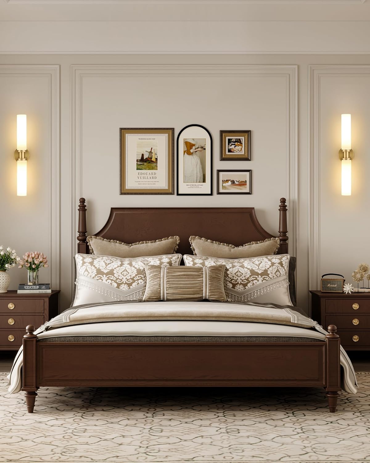 Rechargeable Battery Operated Wall Sconce Set of 2, 8000mAh Cordless Wall Lights with Dimmable, Timer Function, 3000K Warm White, Easy Install for Living Room, Bedroom, Gold Finish, Bulbs Included