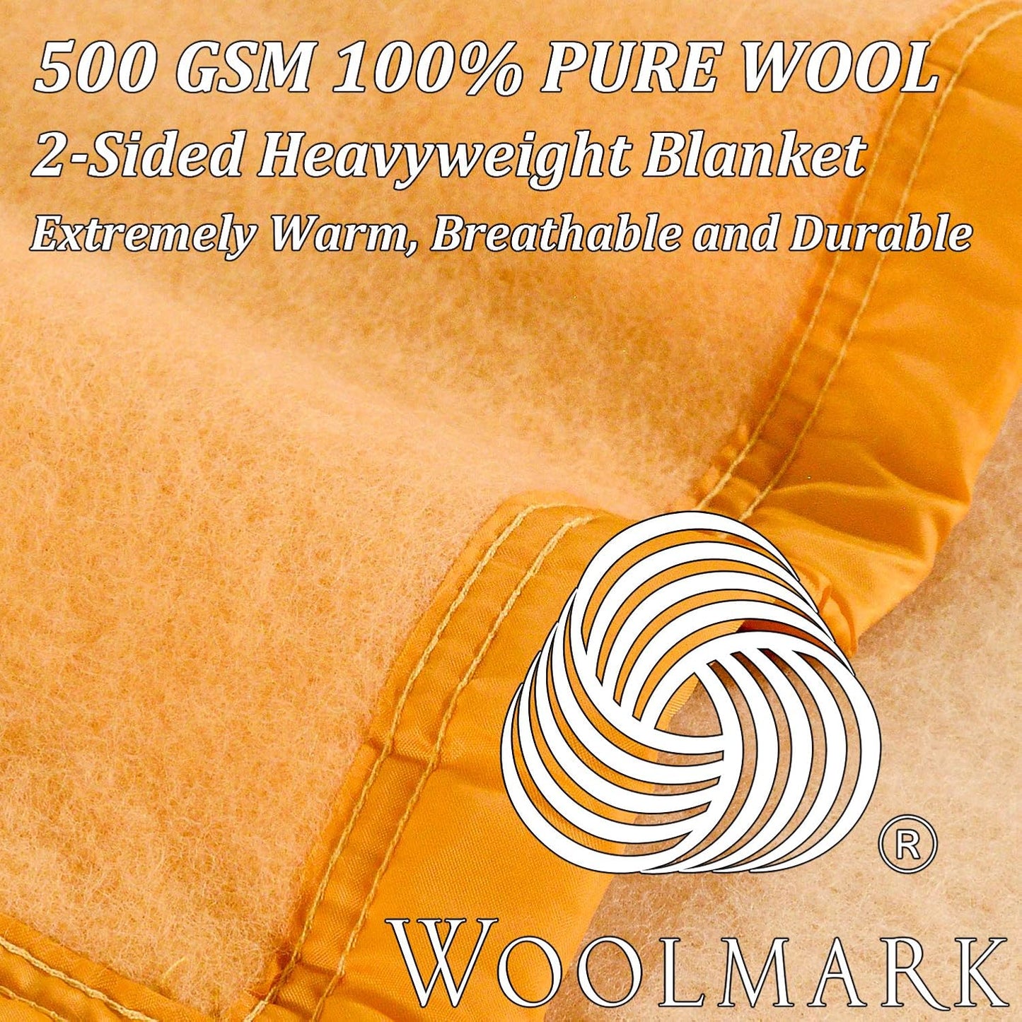 Poyet Motte Aubisque 500GSM Heavyweight 100-Percent Wool Blanket, Maise/Natural (Full/Queen Size)