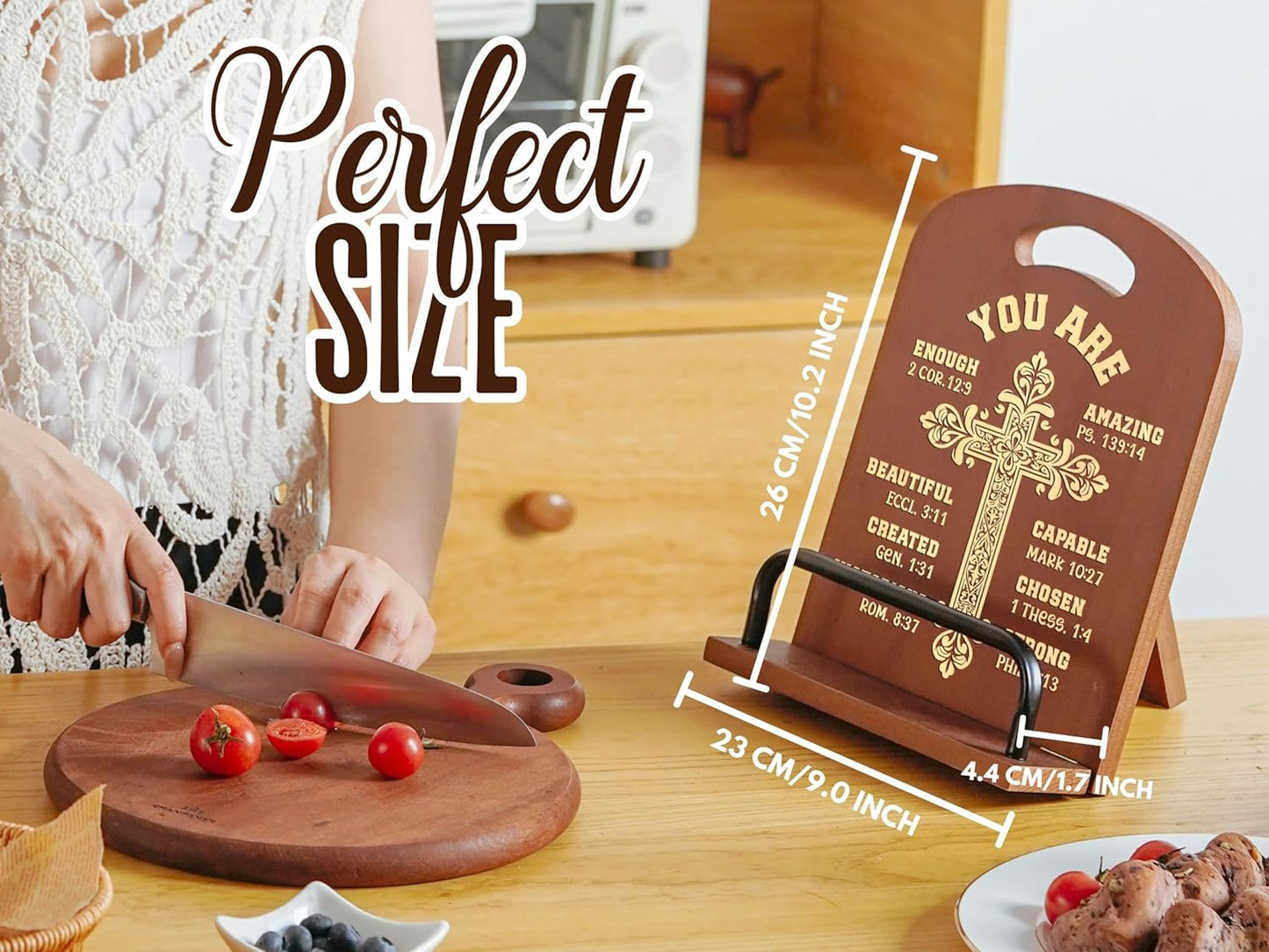 InnoBeta Christian Gifts for Women, Cookbook Stand for Kitchen Counter, Perfect Gift for Mom, Grandma on Birthday, Adjustable Tablet Recipe Book Holder, Unique Kitchen & Home Decor