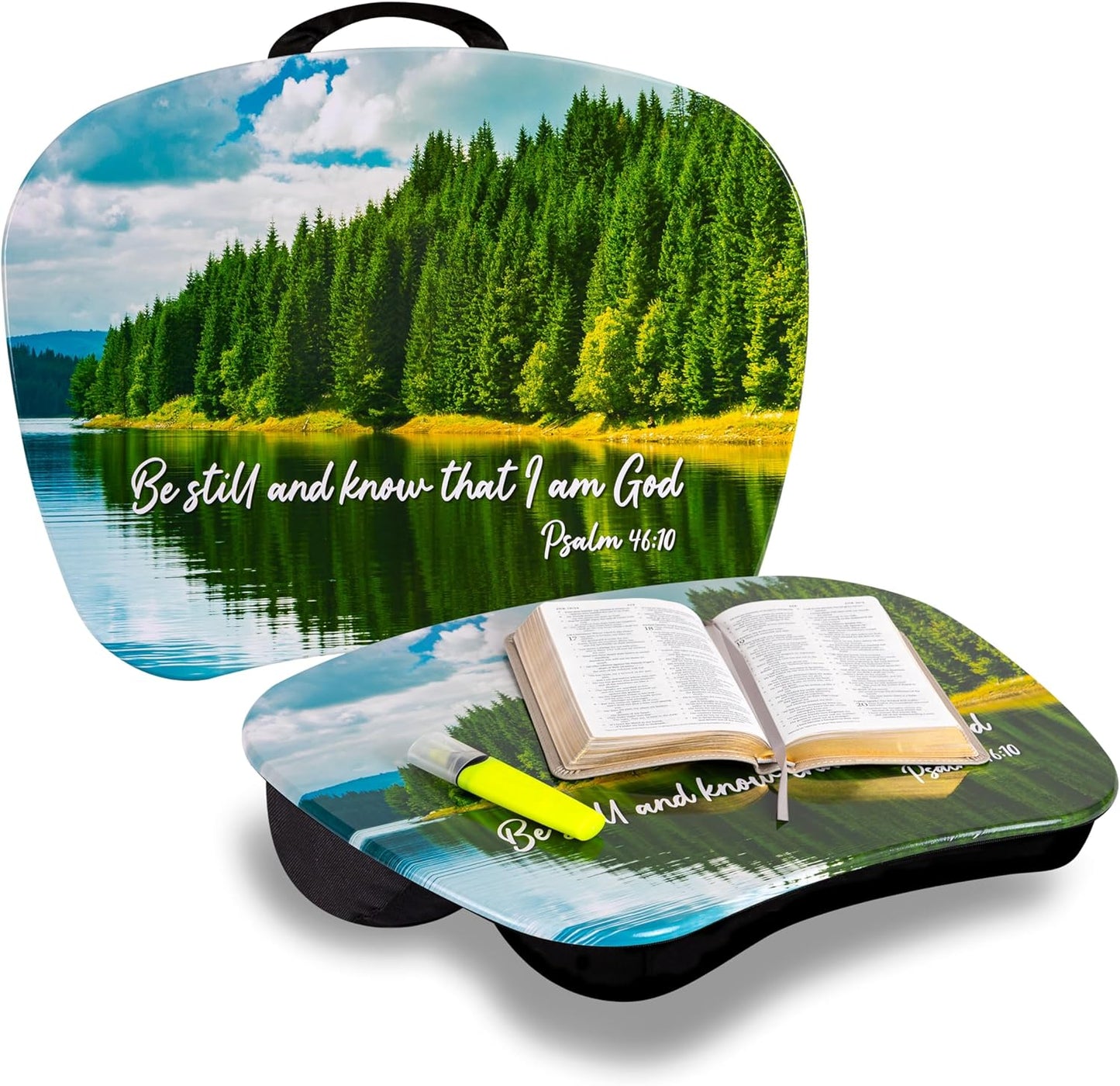 LAPGEAR MyStyle Portable Lap Desk with Cushion - Christian Be Still - Fits up to 15.6 Inch Laptops - Style No. 45722