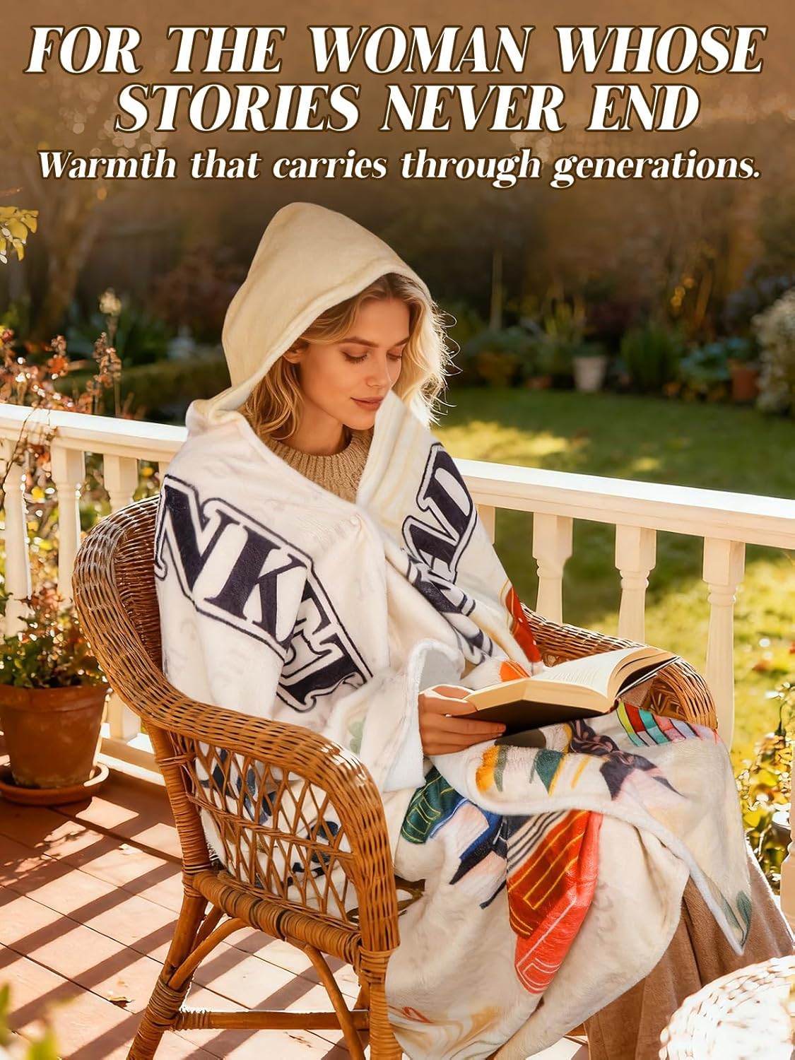 ANPHSIN Book Lovers Gifts for Women Readers - 47" x 73" Flannel Thick Warm Wearable Blanket