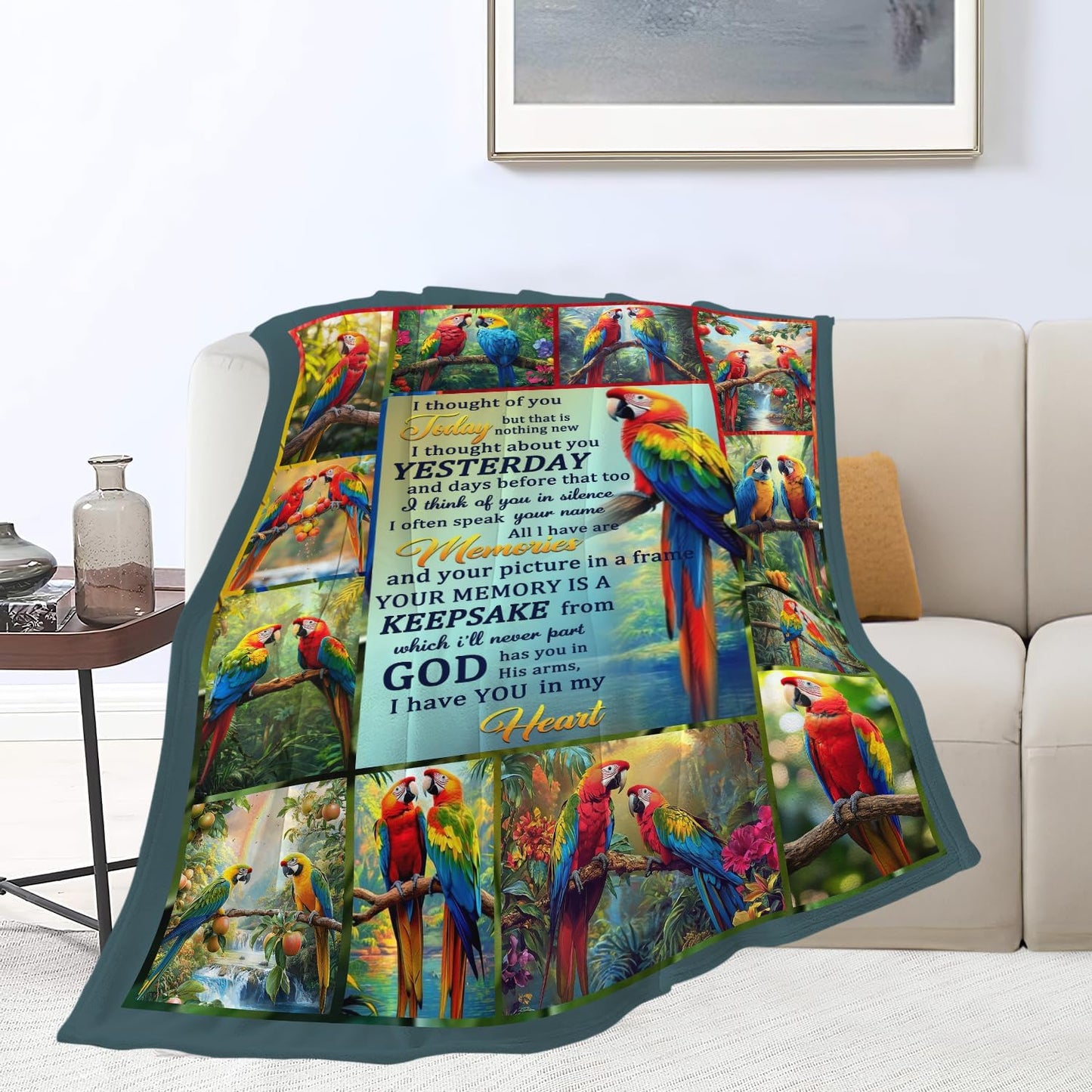Parrot Blanket Parrots Throw Blanket Soft Cozy Warm Fuzzy Fleece Lightweight Plush Merch Animals Decor Gifts for Bird Lover Man Woman Boys Girls Couch Bedding Sofa 50"X40"