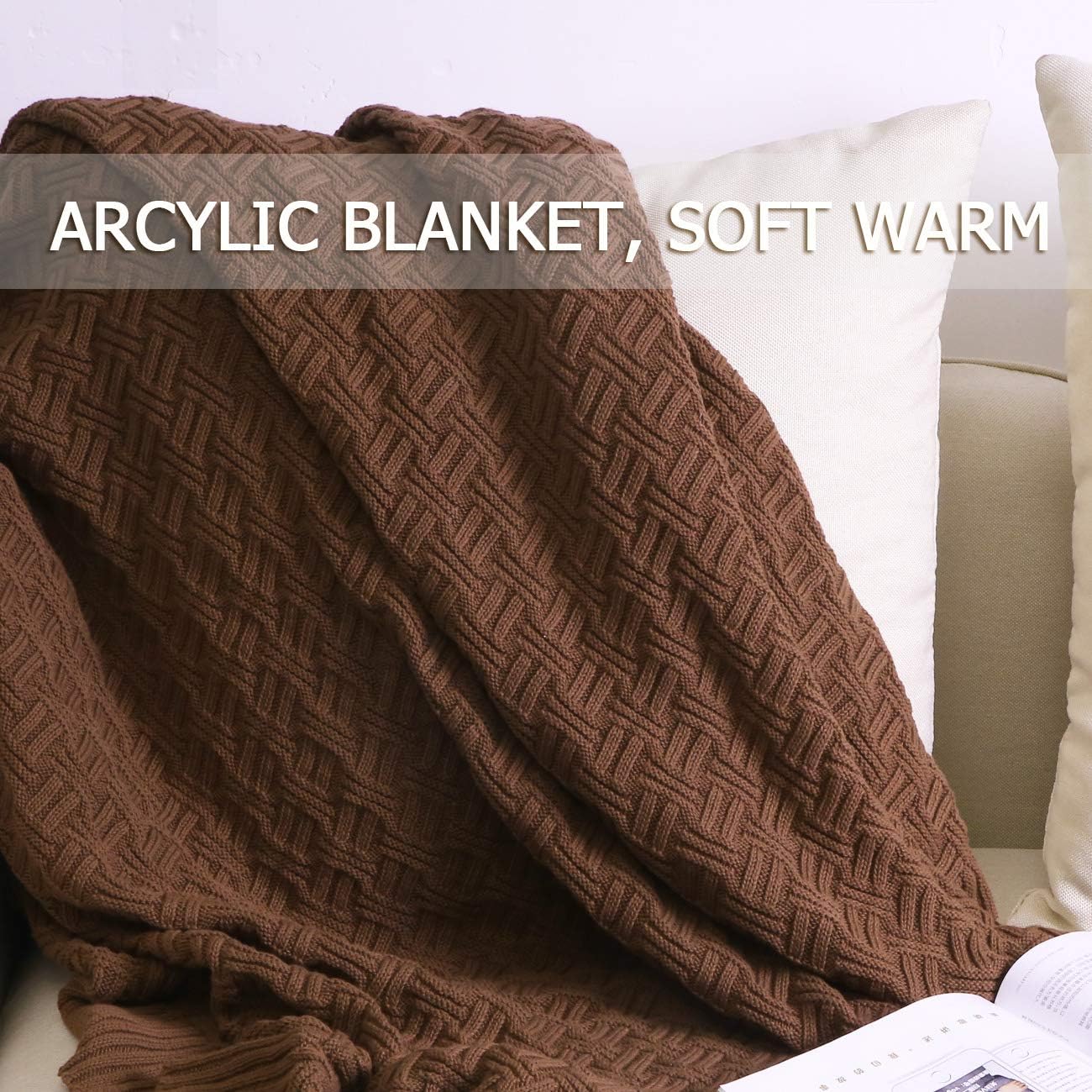 Cable Knit Throw Blanket for Couch Sofa Car Home Decor 51 x 70in