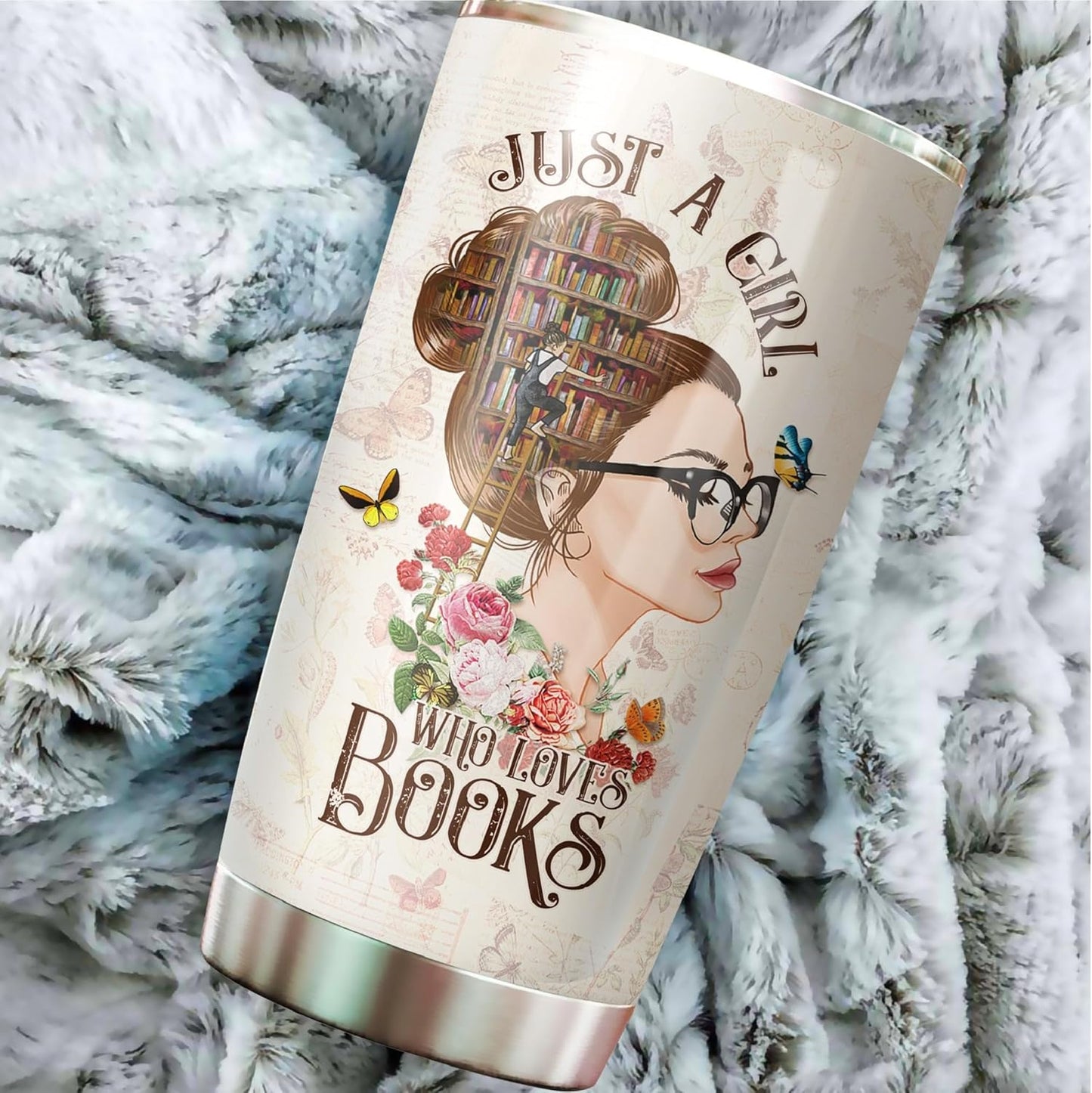 Book Lover Tumbler - Stainless Steel, 20 oz - Gifts for Women, Bookworms, Librarians