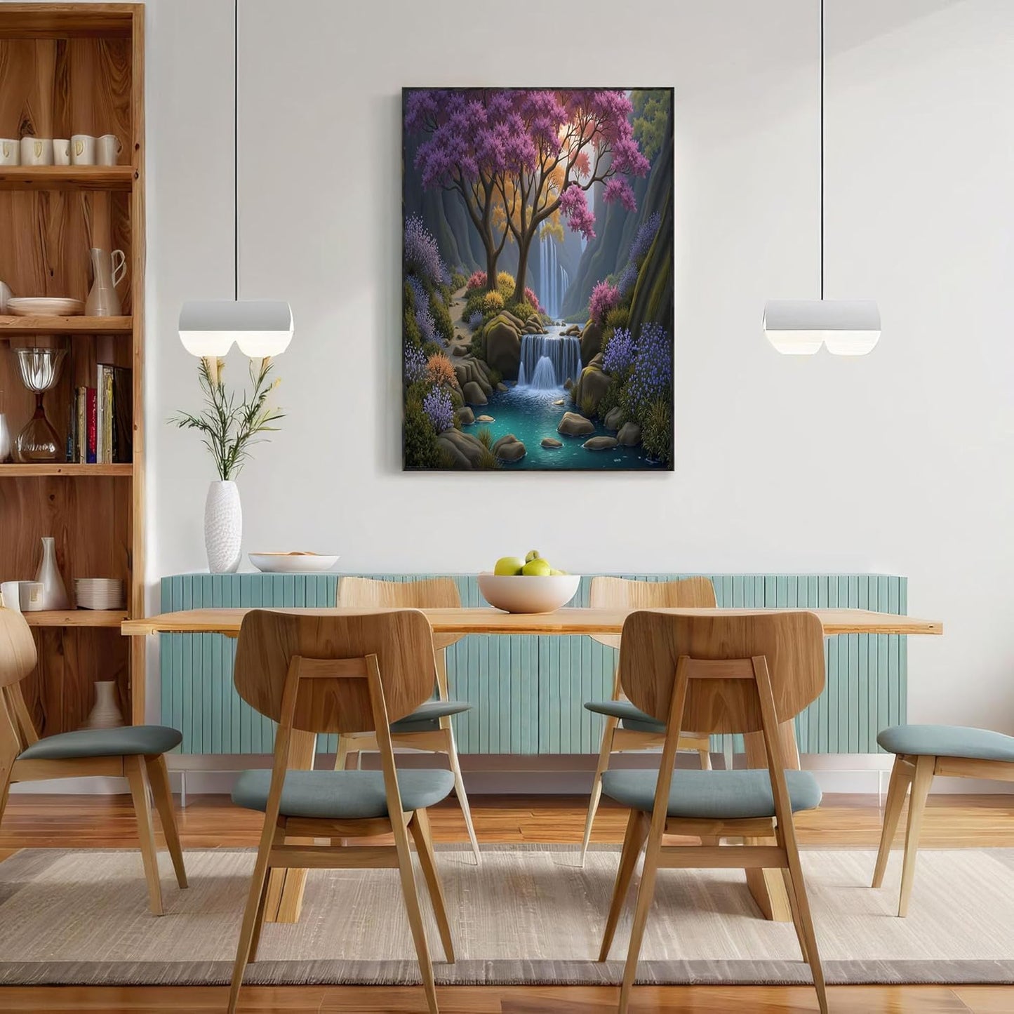 GDJSMIN Fantastic Natural Landscape Wall Art, Waterfall Trees Poster for Reading Room Living Room Decor 16x 24 inch Unframed