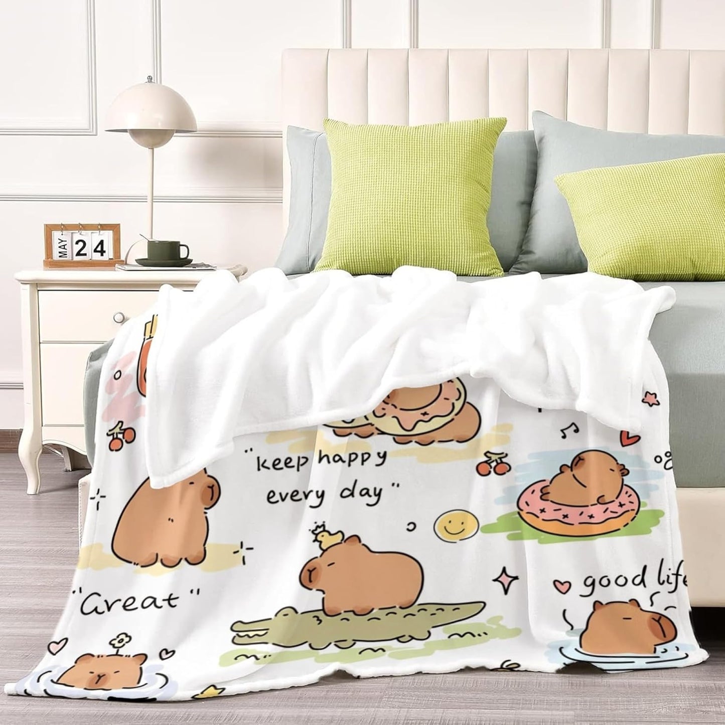 Capybara Gifts Blanket, Soft Cozy Flannel Throw for Kids Boys Girls, Cute Animal Plush Gift for Capybara Lovers, Kawaii Stuff Decor for Room Couch Sofa(40x50in)
