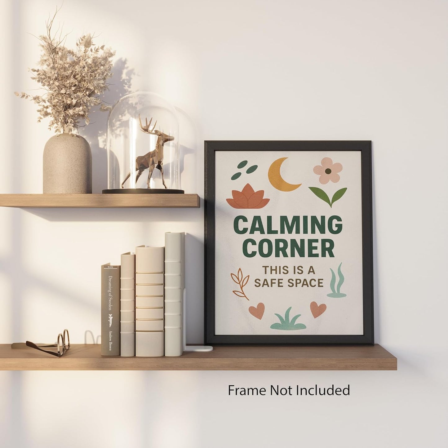 ZUKIY Peaceful Place for Gentle Moments - Motivational Wall Art Poster 8x10 Inch - Unframed Calm Corner Decor - Inspirational Sign for Kids Cozy Reading Space Classroom Bedroom Office Wall