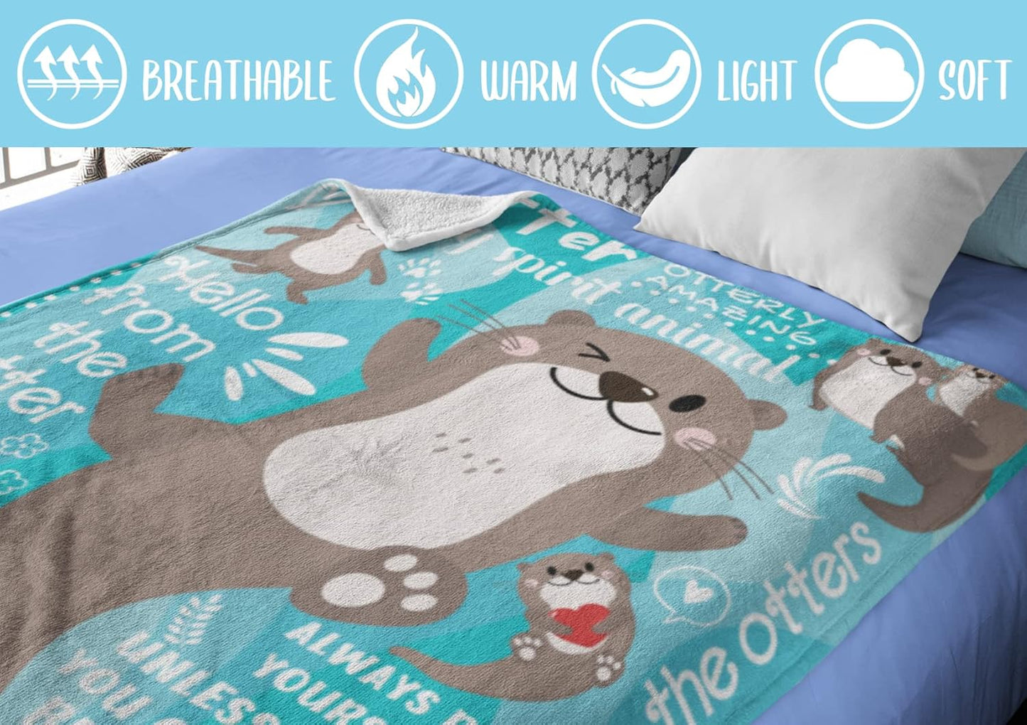 Otter Gifts for Girls, Otter Blanket, Gifts for Otter Lovers, Daughters, Flannel Plush Throw Blanket - 50"x 65" - Otter is My Spirit Animal, Always Be an Otter, I'm Not Like The Otters,