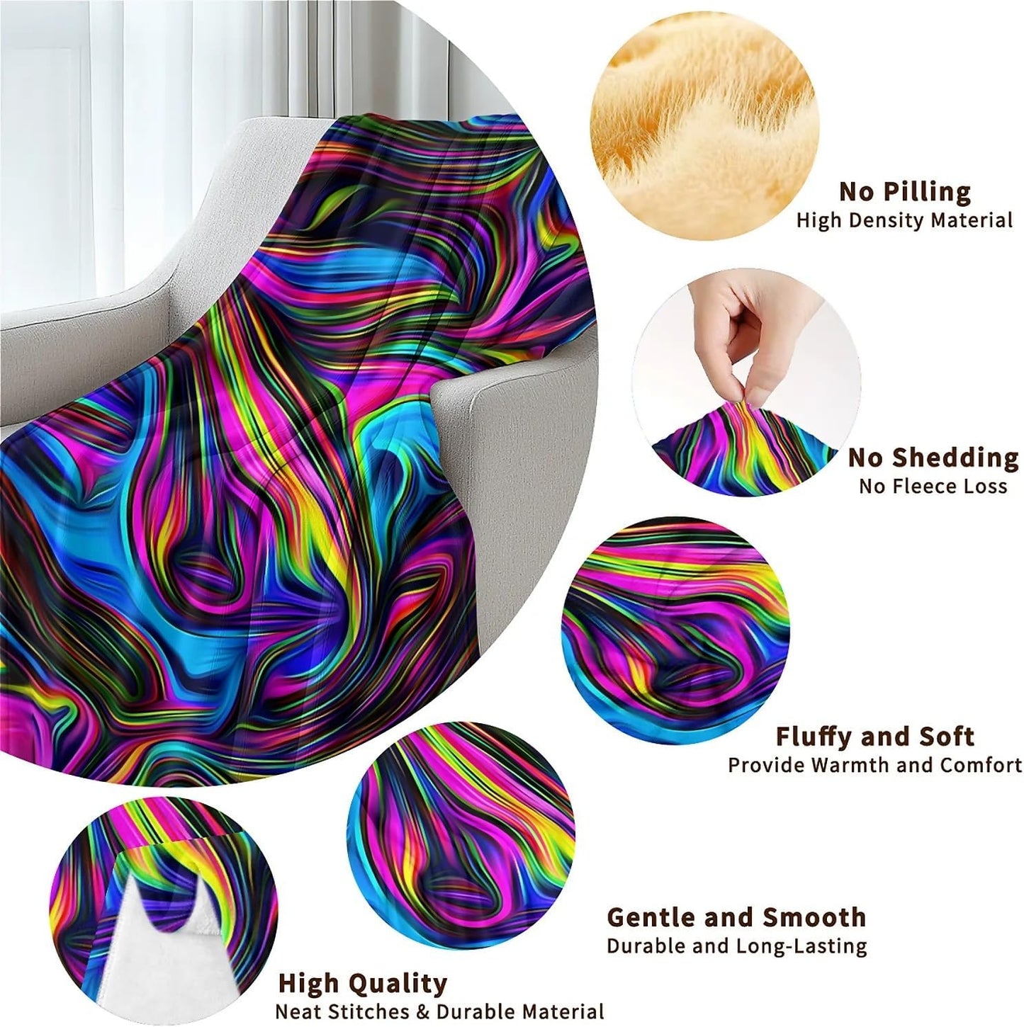Colorful Fleece Throw Blanket 40 x 50 inches for Couch Sofa Bed,Super Soft Cozy Plush Microfiber Flannel Blanket Lightweight for Women, Men and Kids