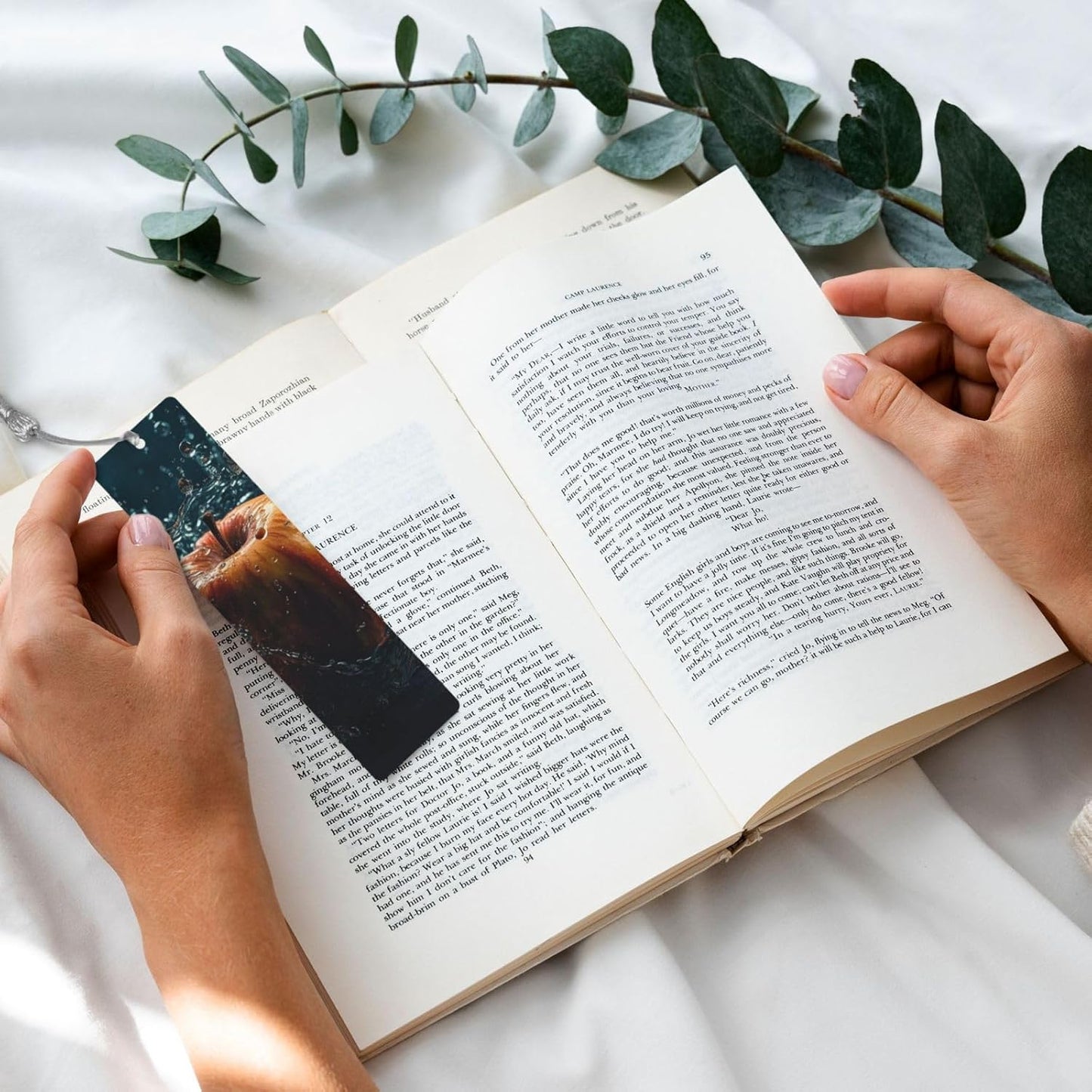 Fruits in Water Bookmarks Gifts for Women Men, Wooden Bookmarks for Book Lovers, Vintage Book Marks Ornaments with Tassel, Unique Personalized Reading Page Markers Gray