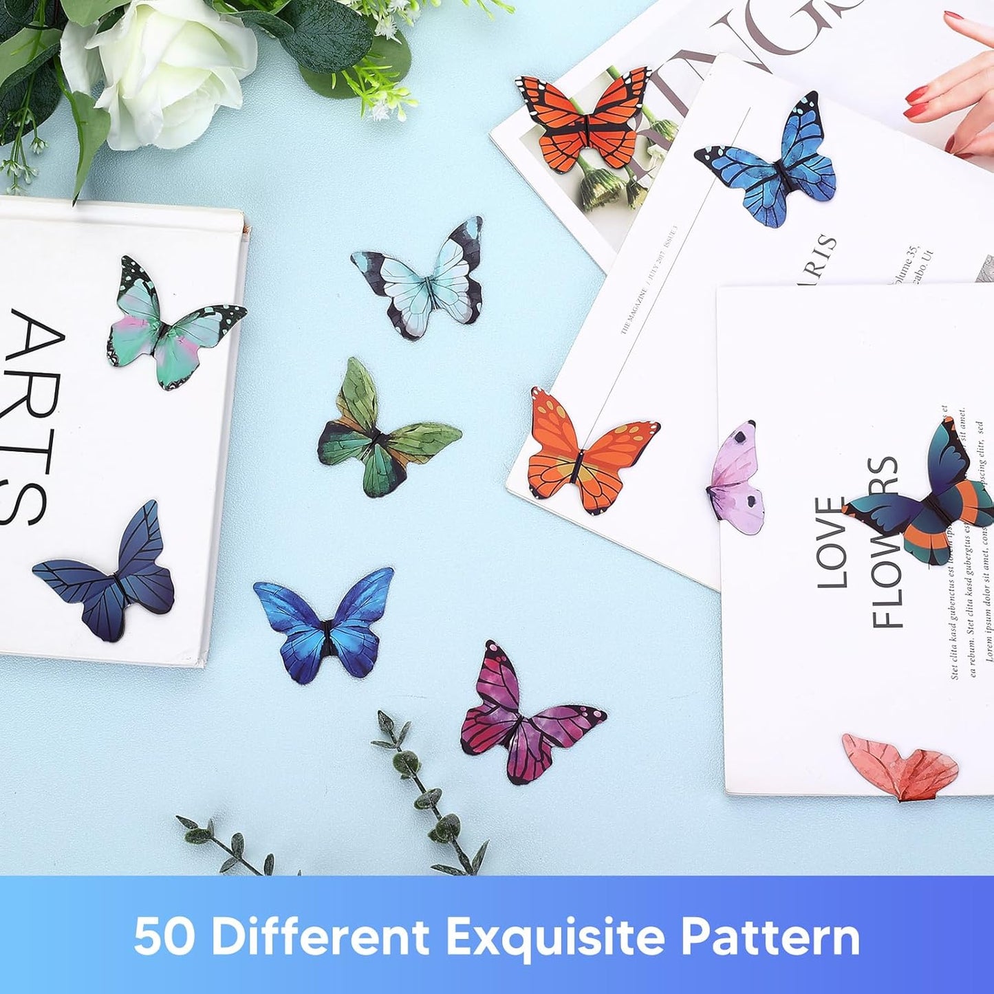 50 Pieces Butterfly Magnetic Bookmarks, Foldable Butterfly Bookmarks, Beautiful Book Marks for Reading Women Book Lovers, Cute Page Markers Clip for Students Teacher School Office Supplies Gifts