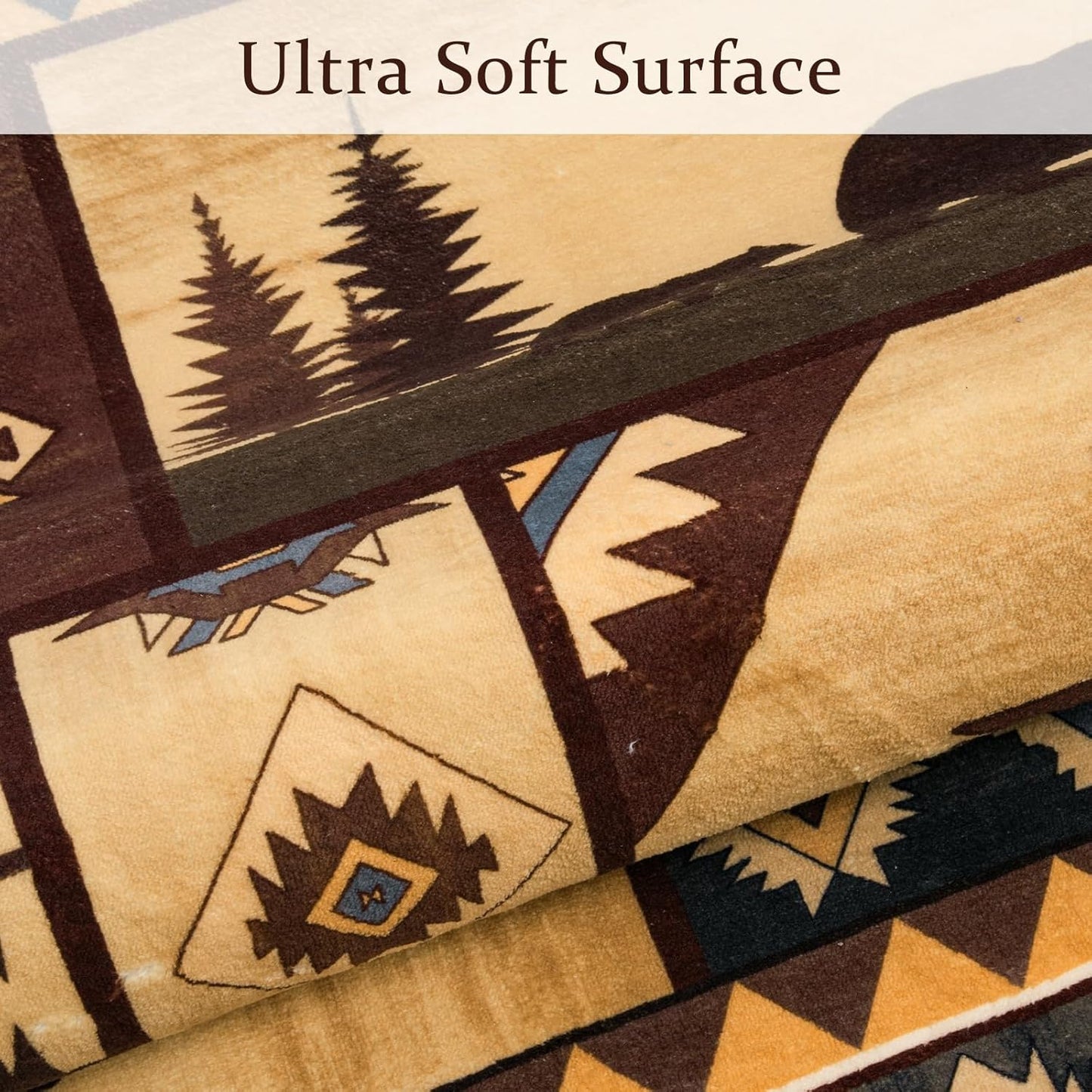 Farmhouse Area Rug 5x7, Animal Print Rug, Living Room Rugs Washable, Non-Slip Faux Wool Rustic Cabin Rugs Floor Carpet, Vintage Country Home Decor