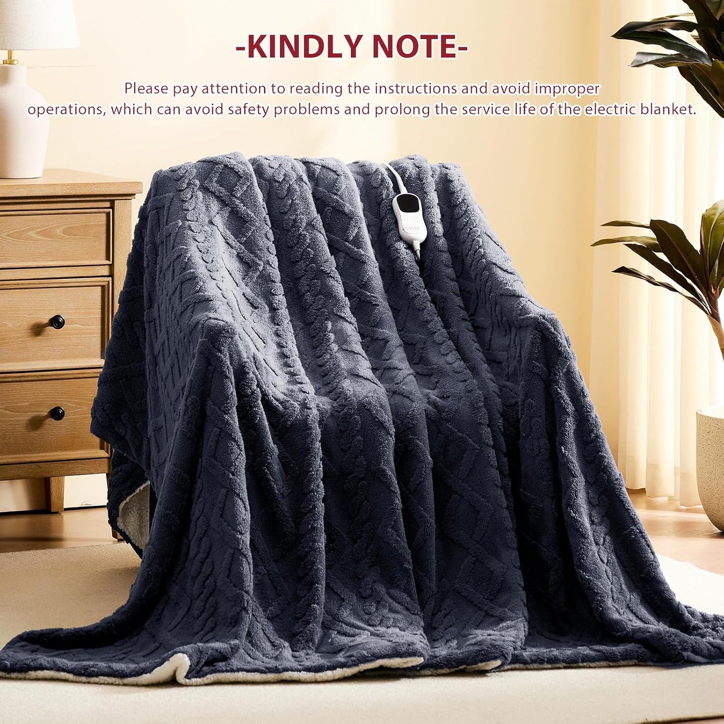 Heated Blanket Full Size - Premium Soft Heating Electric Blanket, Fast Heating with 10 Heating Settings, 5 Time Settings, Machine Washable - Perfect for Winter & Cold Nights (72"x84", Grey)