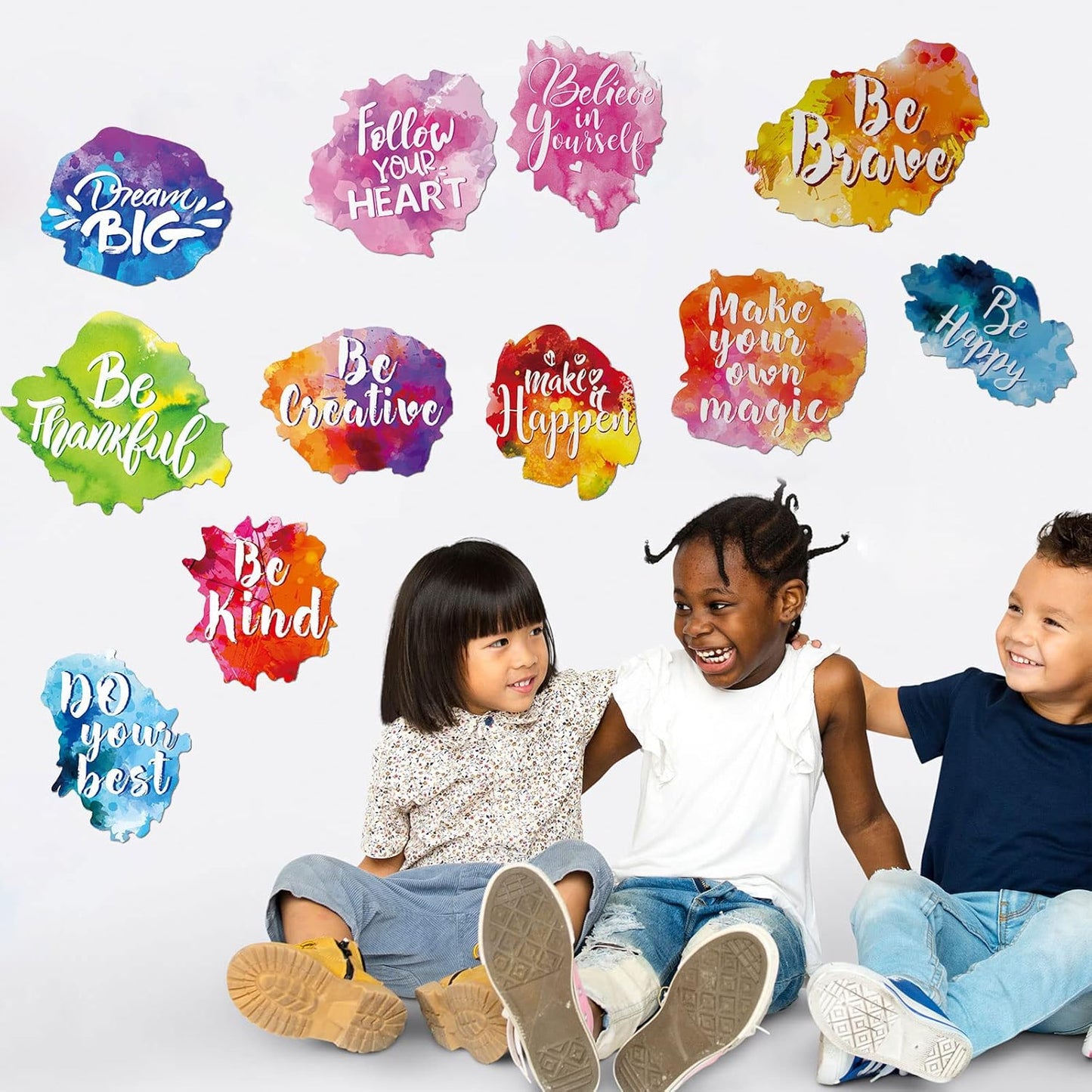 Zonon 6 Sets/12 Pcs Back to School Inspirational Classroom Wall Decal Watercolor Motivational Quote Sticker Colorful Inspirational Sticker for Classroom Home Wall Bedroom Bathroom Playroom Decor