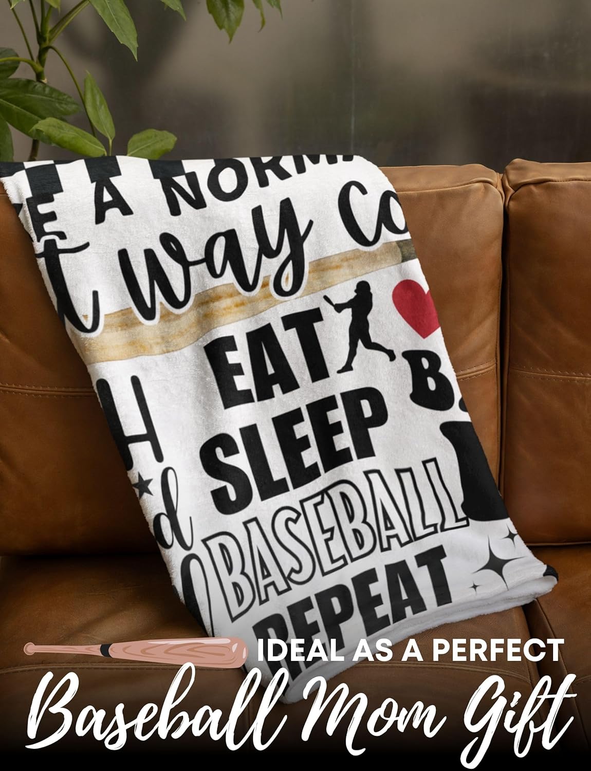 Baseball Mom Gifts for Women, Team Mom, Flannel Throw Blanket for Mother's Day, Christmas, White, 50x65 Inches