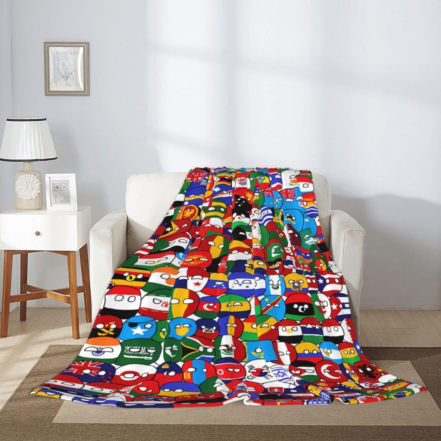 Countryball Throw Blanket 40"x50" Fuzzy Plush Fleece Blankets Soft Cozy Microfiber Flannel Blanket for Couch Sofa Bed Decor Travel Gifts Home Office Shawl Blanket