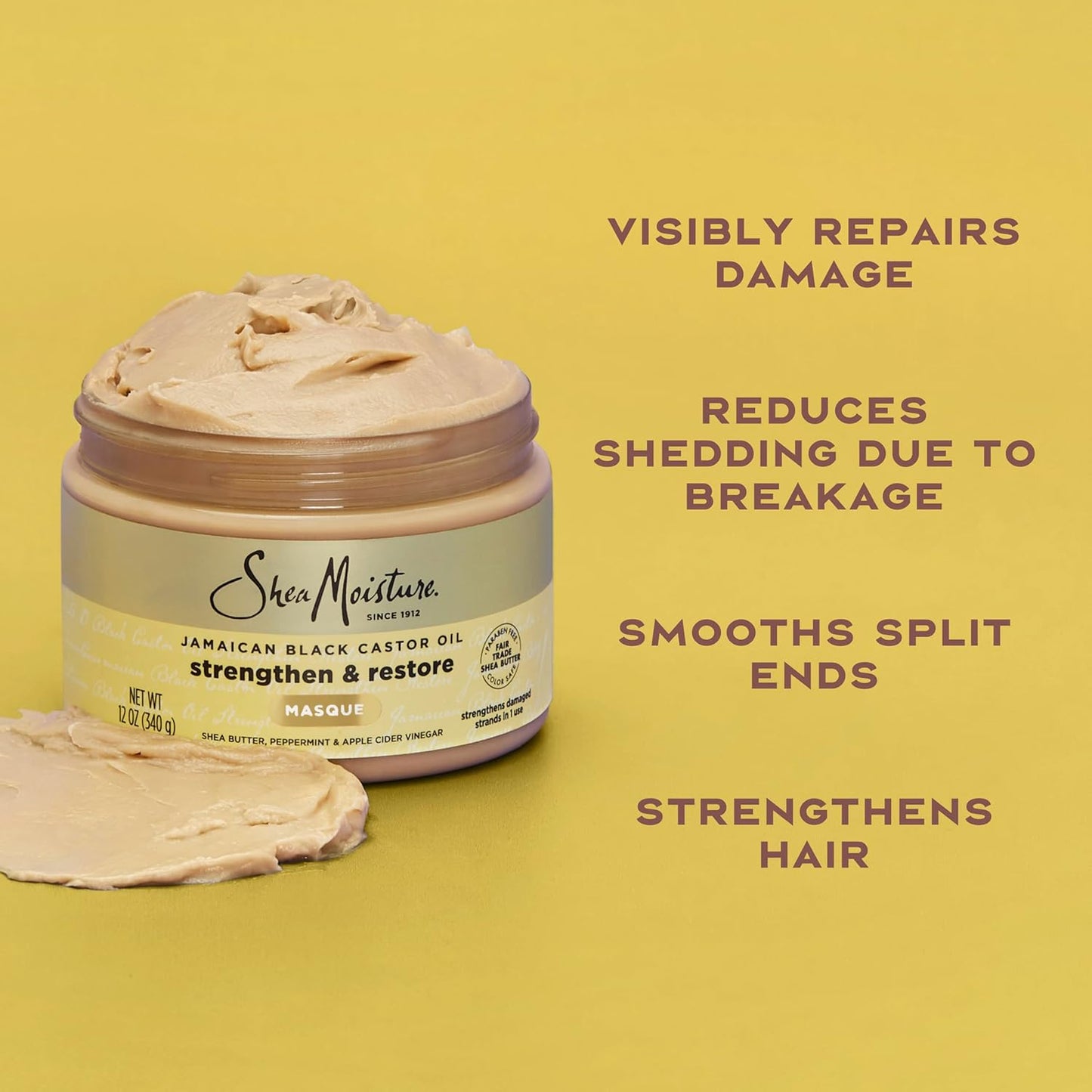 SheaMoisture Jamaican Black Castor Oil Treatment Masque Jamaican Black Castor Oil For Dry Hair Paraben Free Hair Mask 11.5 oz