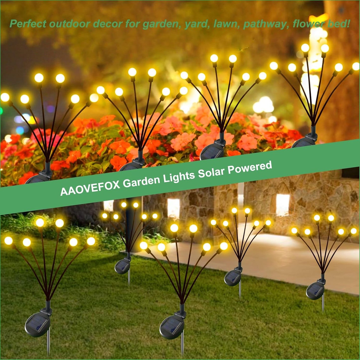 Solar Lights Outdoor, 6 Pack Solar Garden Lights, Firefly Lights, Garden Decorations for Yard Patio Pathway Lawn, Gifts for Mom Women